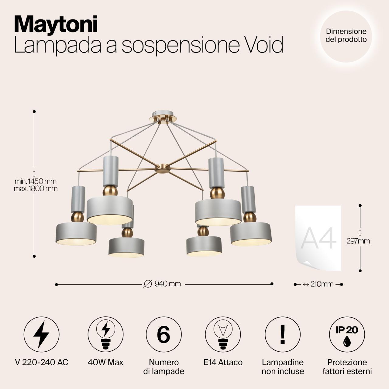 Дополнительная картинка Подвесная люстра Maytoni Void MOD030PL-06GR