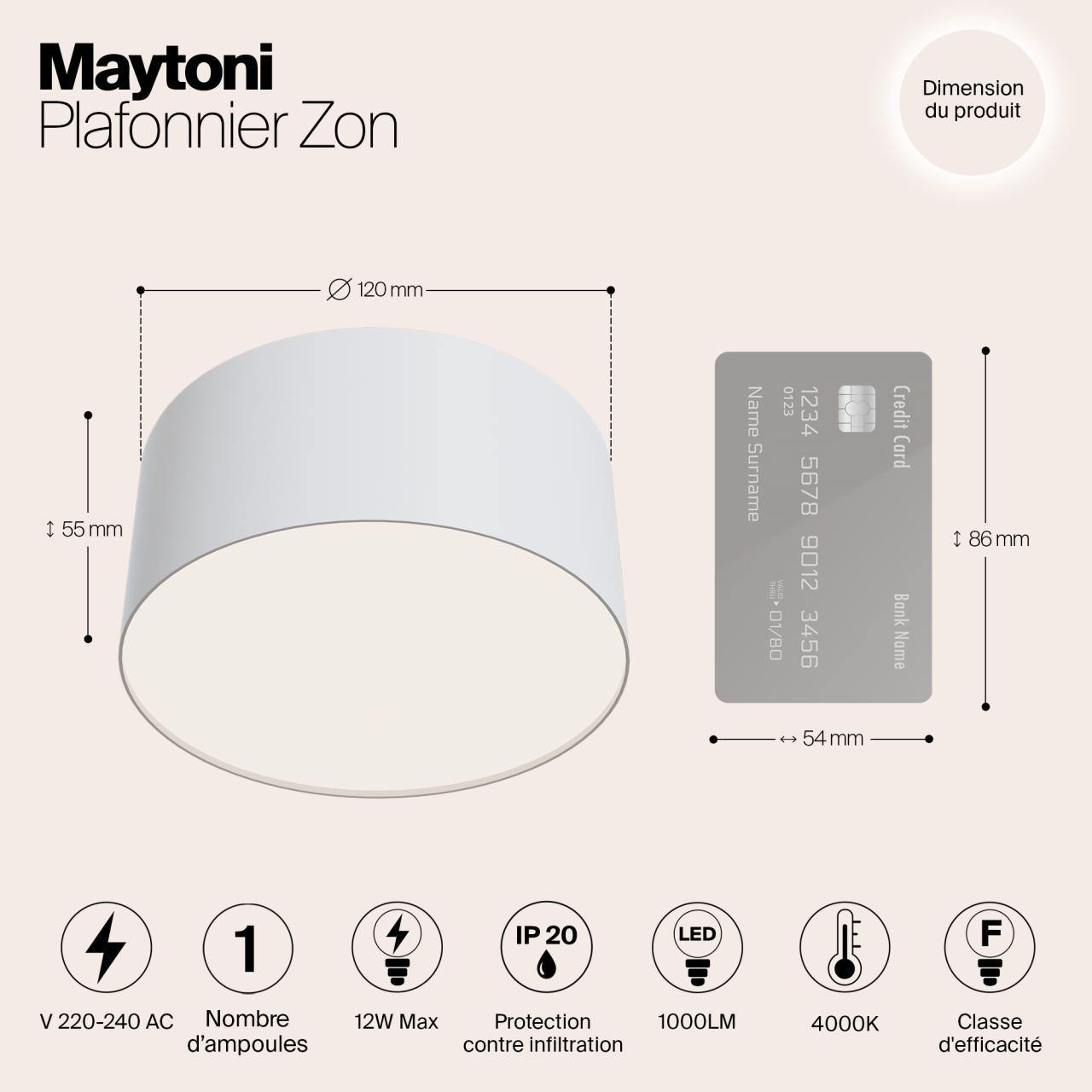 Дополнительная картинка Потолочный светодиодный светильник Maytoni Zon C032CL-L12W4K