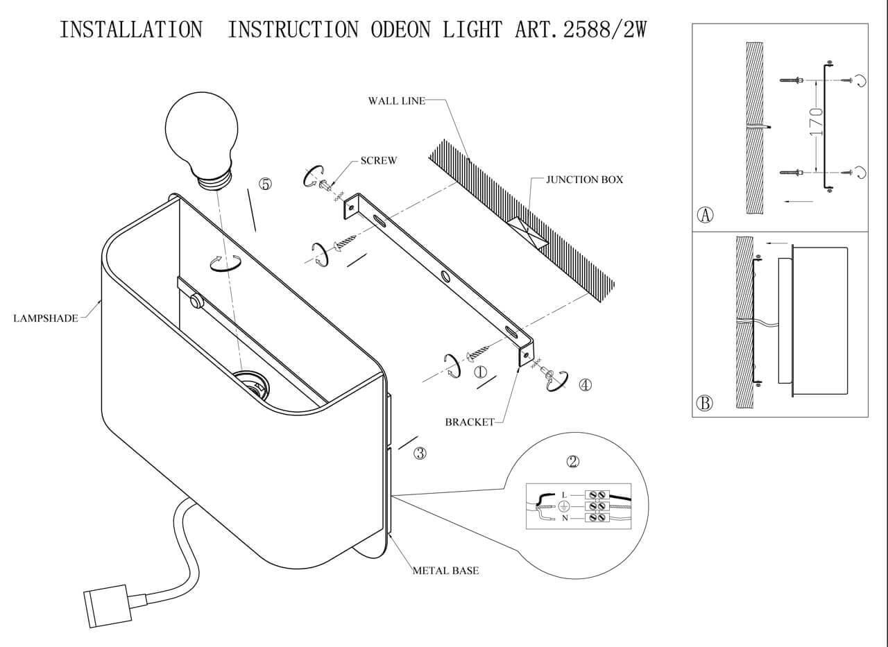 Картинка Настенный светильник Odeon Light Bostri L-vision 2588/2W