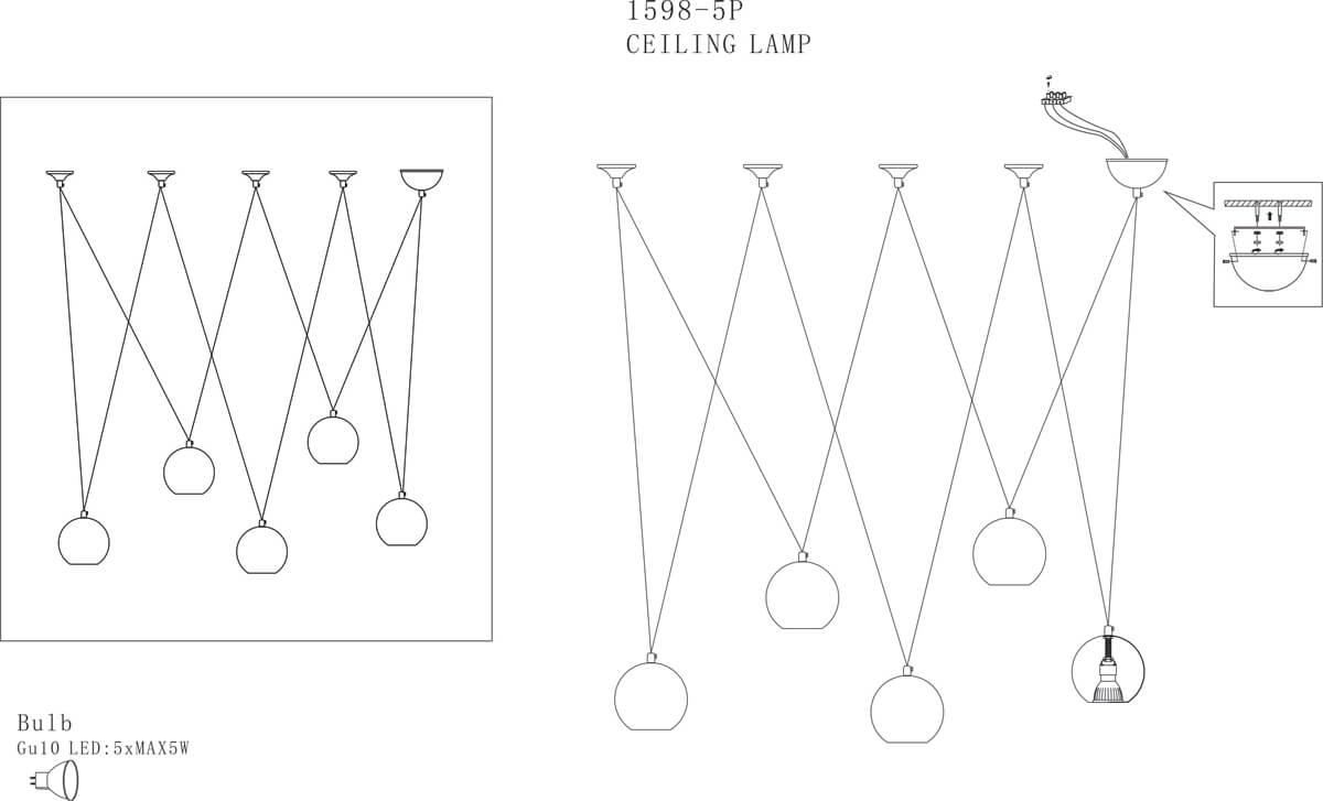 Картинка Подвесной светильник Favourite Giallo 1598-5P