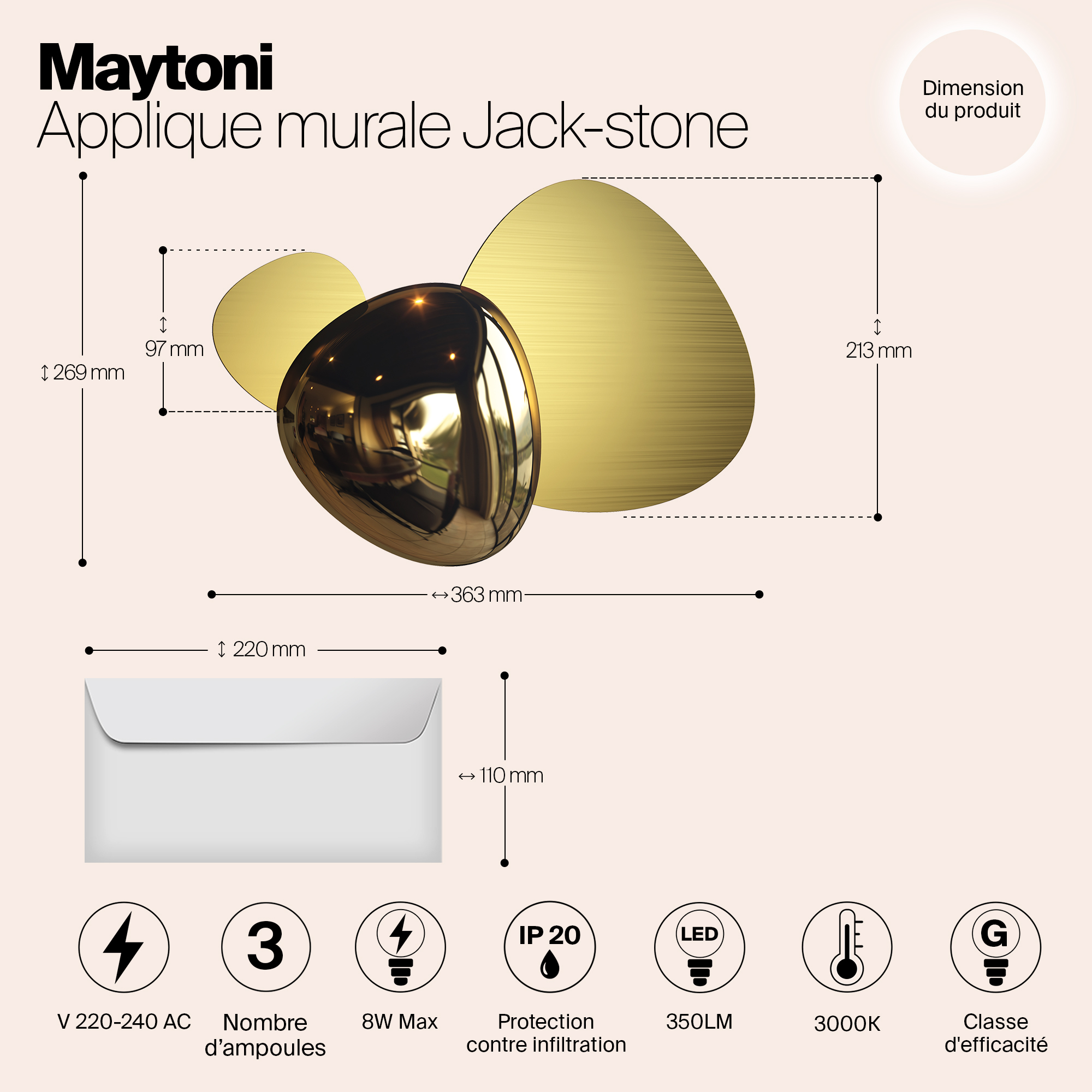 Дополнительная картинка Настенный светильник (бра) Maytoni MOD314WL-L8G3K
