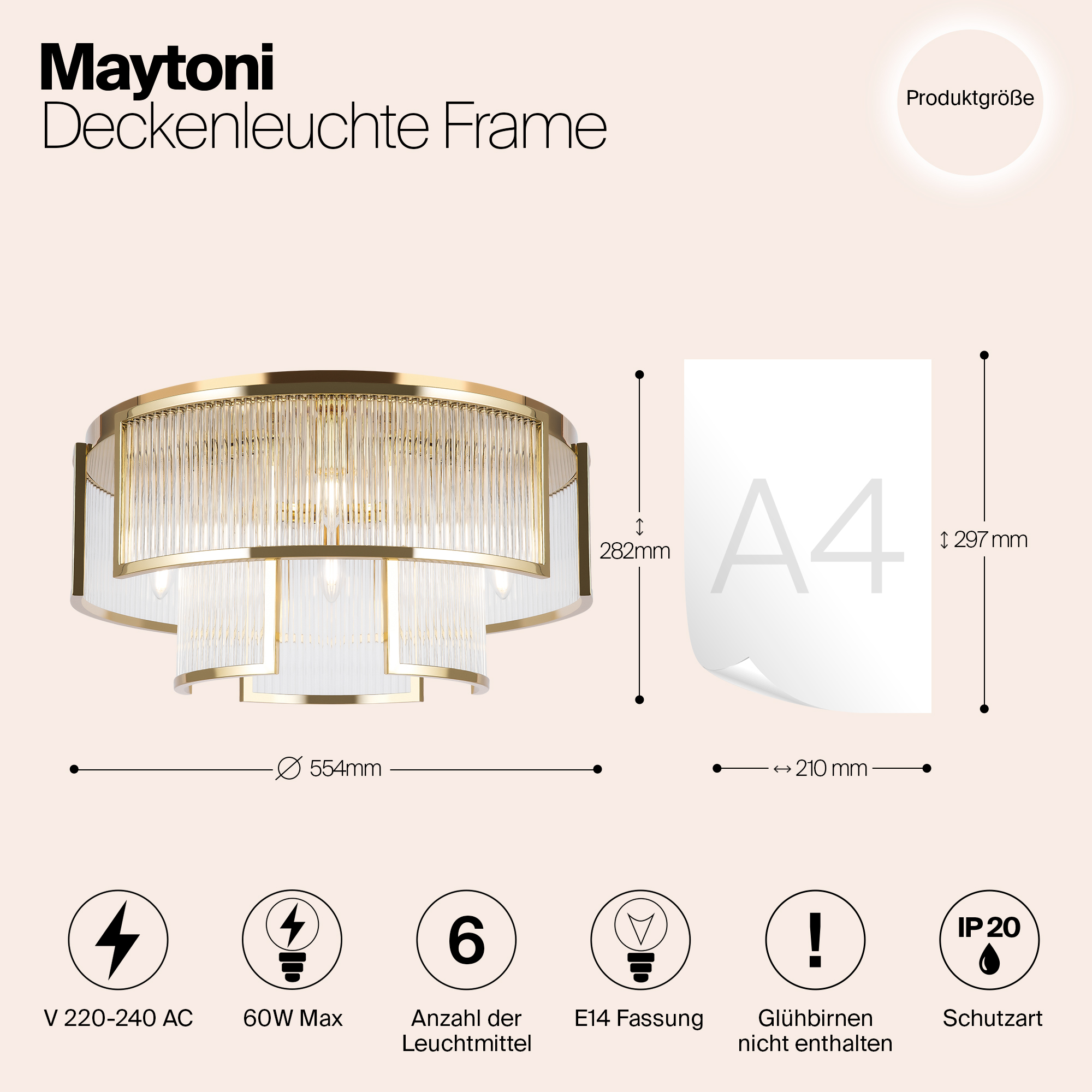 Дополнительная картинка Потолочный светильник Maytoni MOD174CL-06G