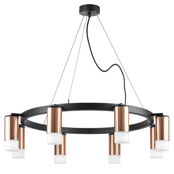lr0183081 подвесной светильник rullo 8х50w gu10 черный/медь (571018+214430-8+202431-8), доставка по Казахстану 
