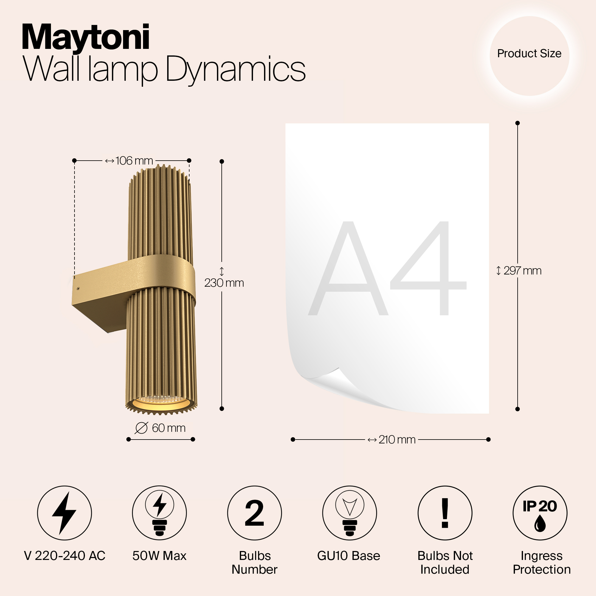 Дополнительная картинка Настенный светильник (бра) Maytoni MOD326WL-02MG