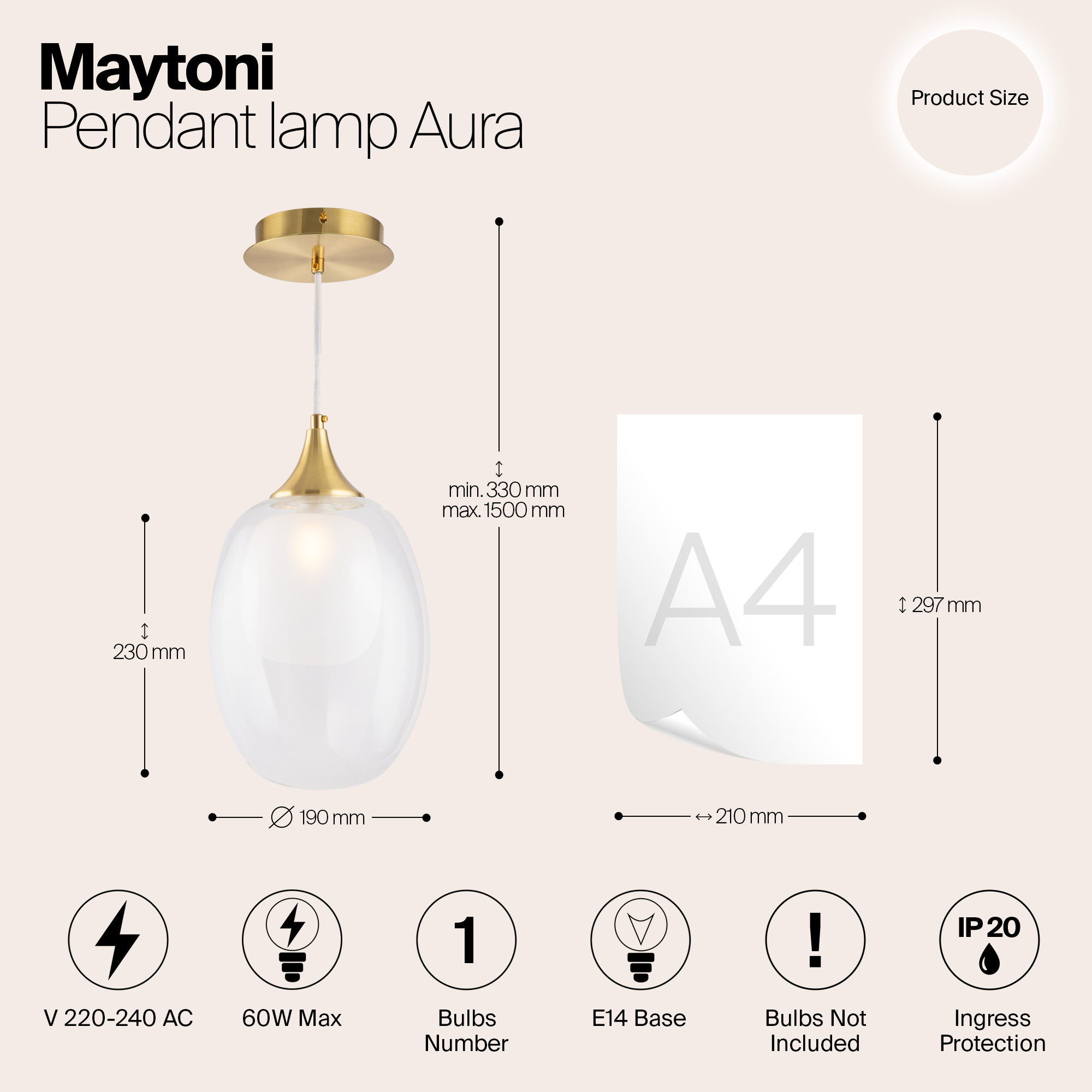 Дополнительная картинка Подвесной светильник Maytoni MOD016PL-01BS