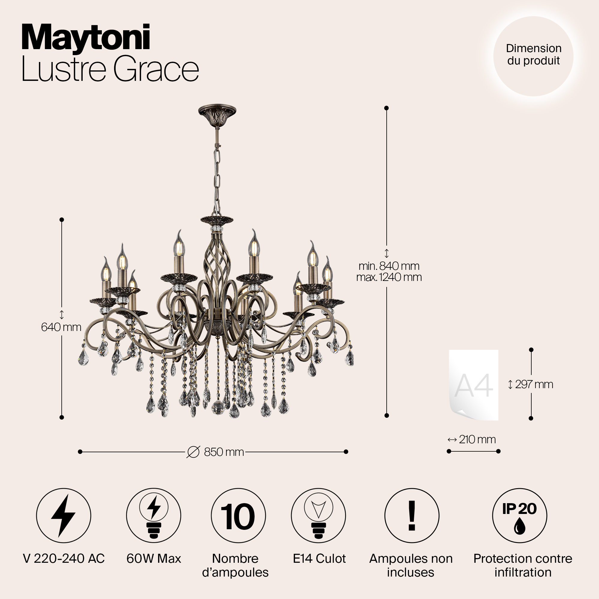 Дополнительная картинка Подвесная люстра Maytoni Grace RC247-PL-10-R