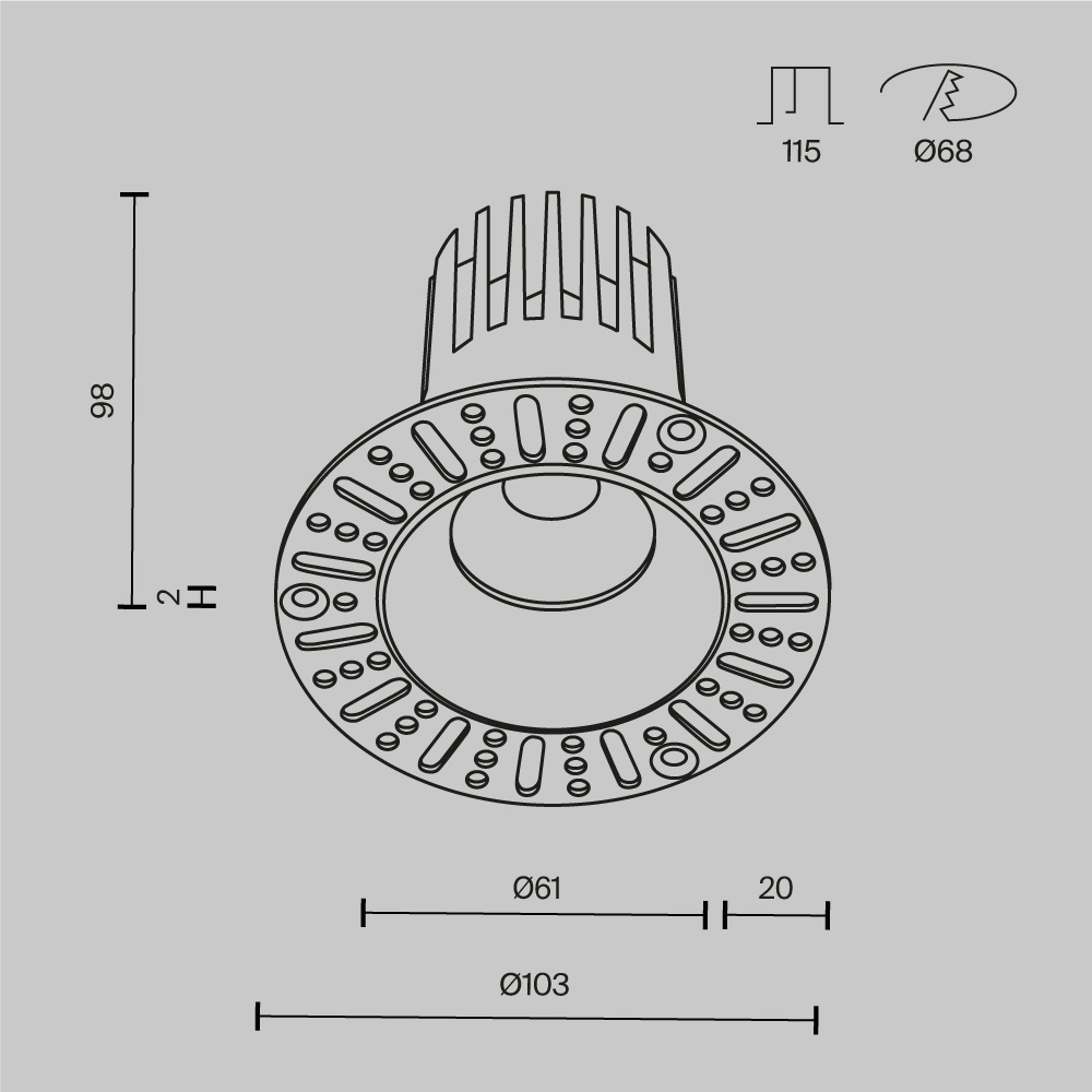 Картинка Встраиваемый светильник Technical DL121-15W-3K-TRS-B Dip