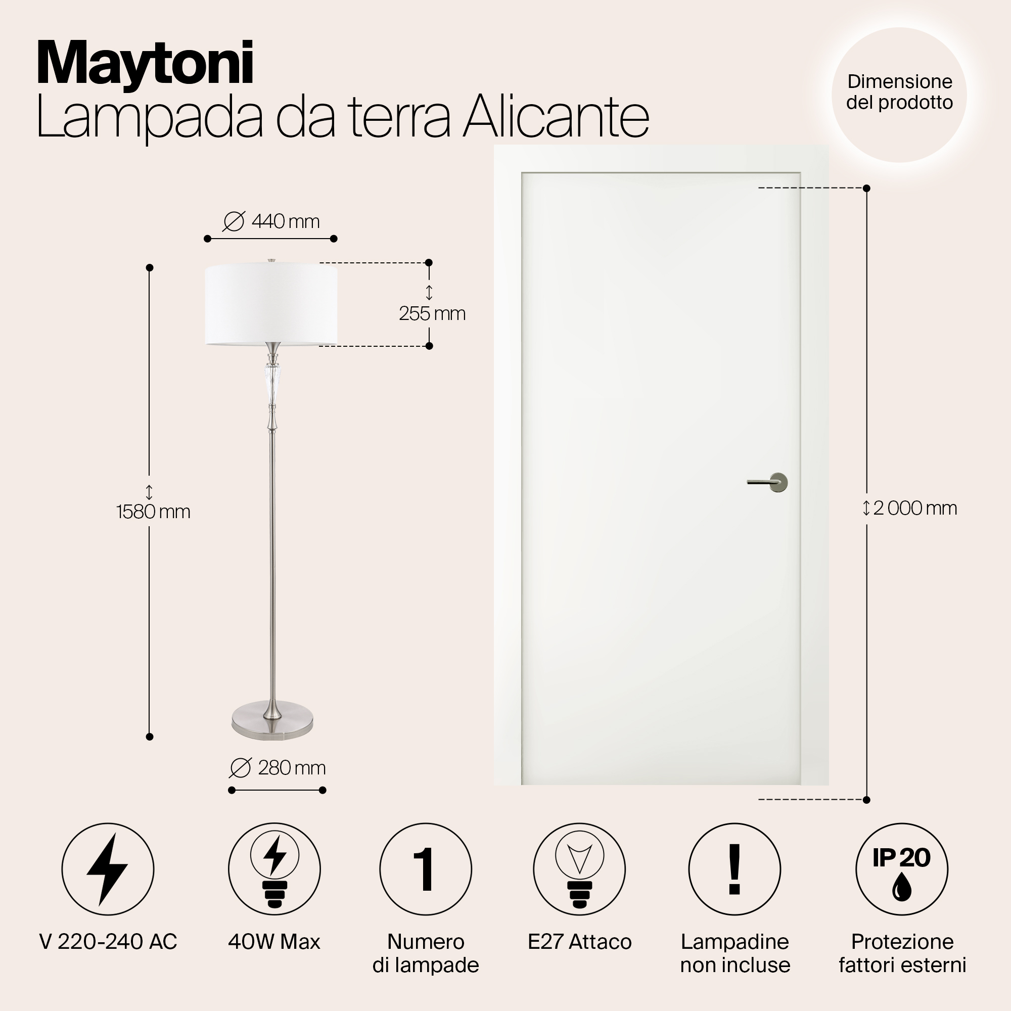 Дополнительная картинка Торшер Maytoni Alicante MOD014FL-01N
