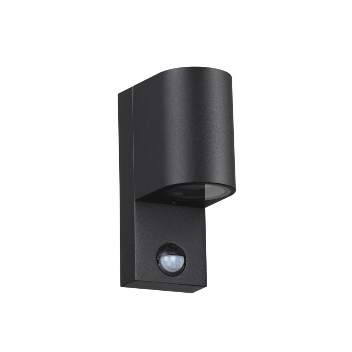Картинка 4390/1W HIGHTECH ODL23 561 черный/металл/пвх стойкий к УФ излучению Настенный светильник с датчиком движения IP44 LED GU10 7W MOTTO