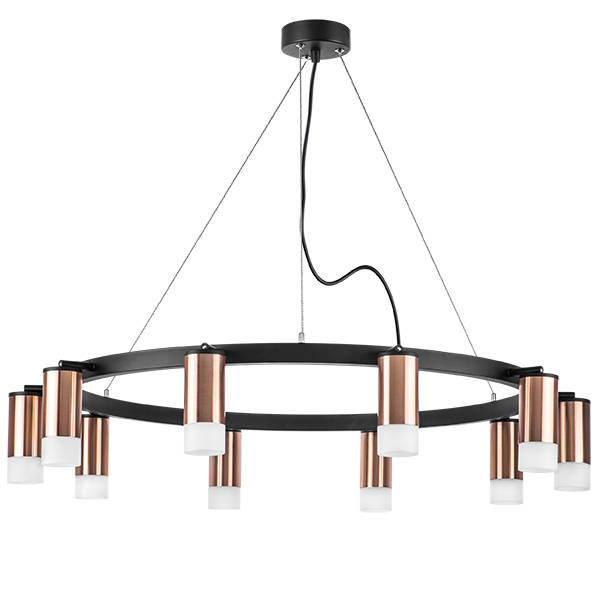 lr0203001 подвесной светильник rullo 10х50w gu10 черный/медь (571020+214430-10+202431-10), доставка по Казахстану 