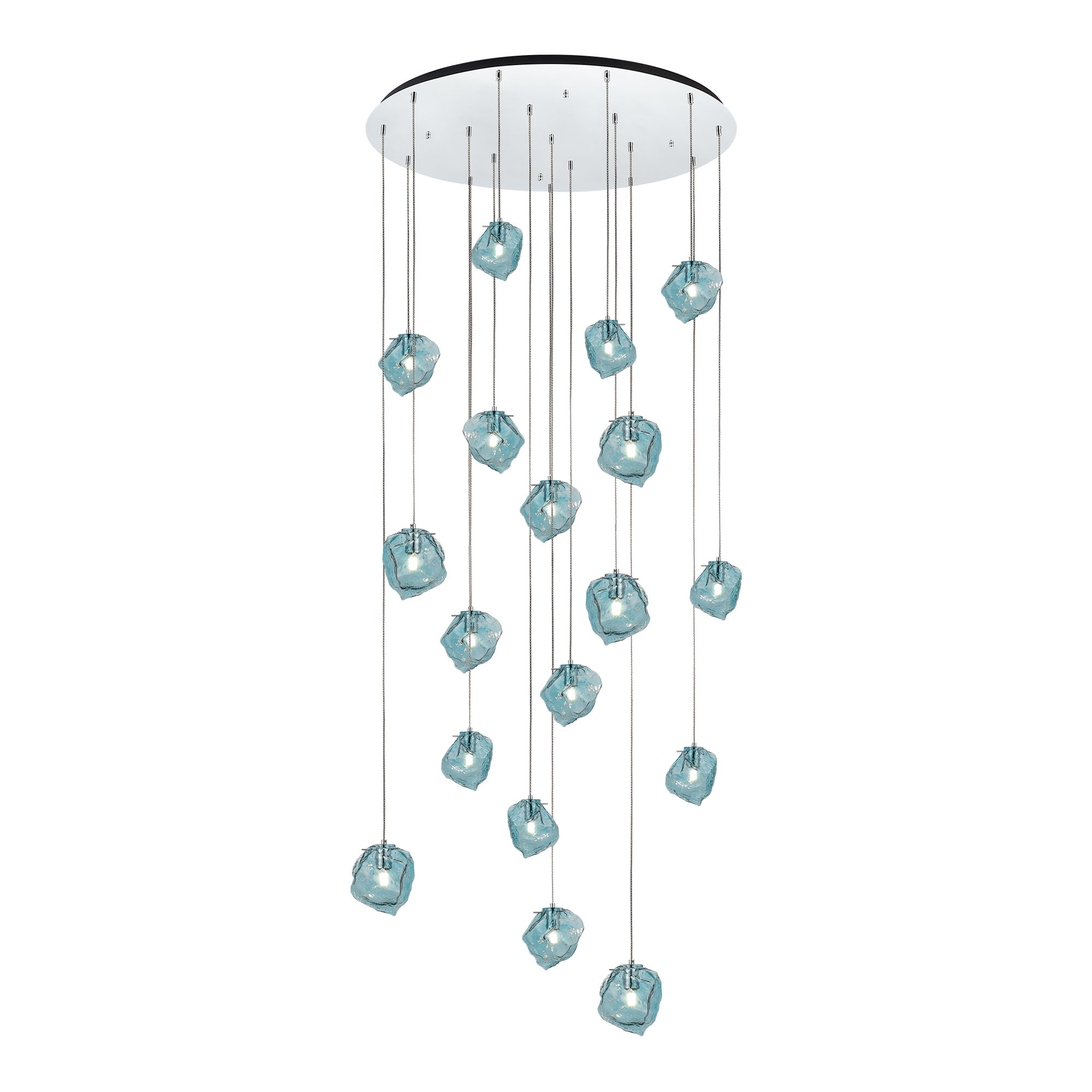 люстры sl1175.113.18 светильник подвесной st-luce хром/светло-голубой e14 18*40w portici, доставка по Казахстану 