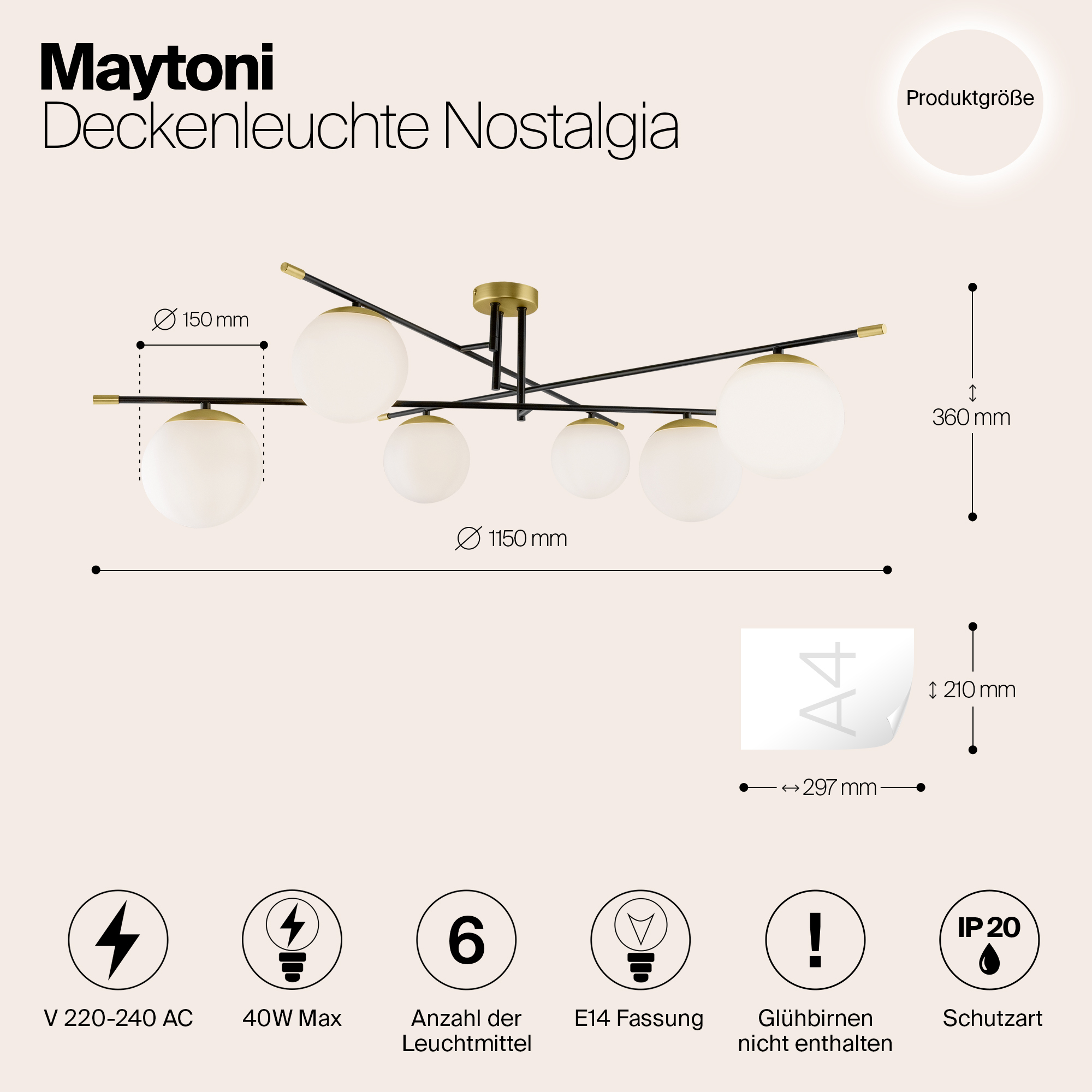 Дополнительная картинка Потолочная люстра Maytoni Nostalgia MOD048CL-06G