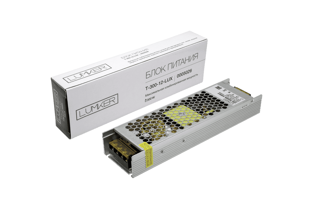 Картинка Блок питания для светодиодной ленты LUX компактный, 12В, 300Вт, IP20