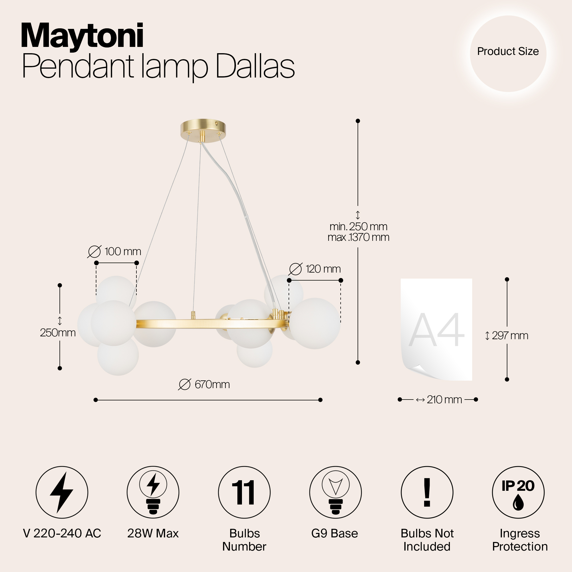 Дополнительная картинка Подвесной светильник Maytoni MOD545PL-11BS