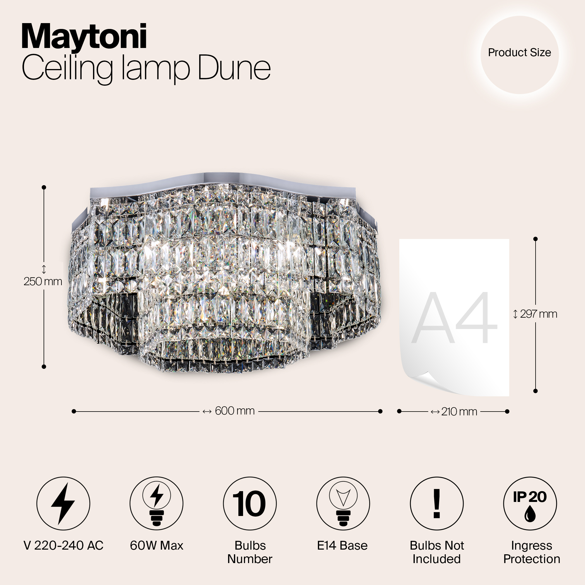 Дополнительная картинка Потолочная люстра Maytoni Dune DIA005CL-10CH