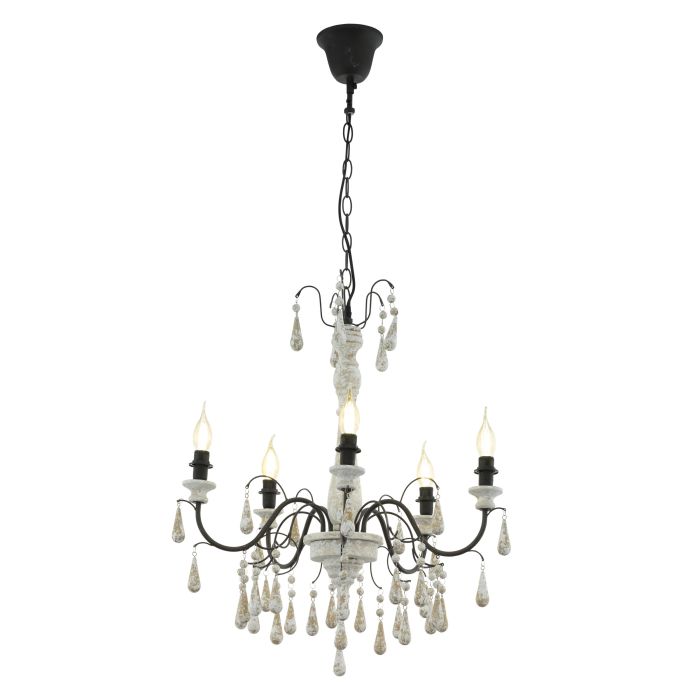 33011 светильник подвесной, сталь, дерево, hl/5 e14 braun/gekalkt, доставка по Казахстану 