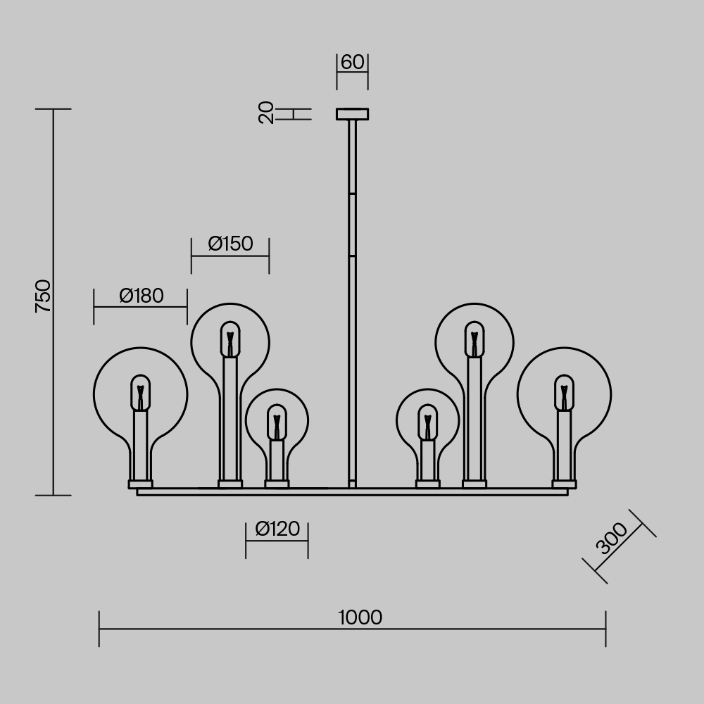 Дополнительная картинка Люстра Maytoni MOD333PL-06B1