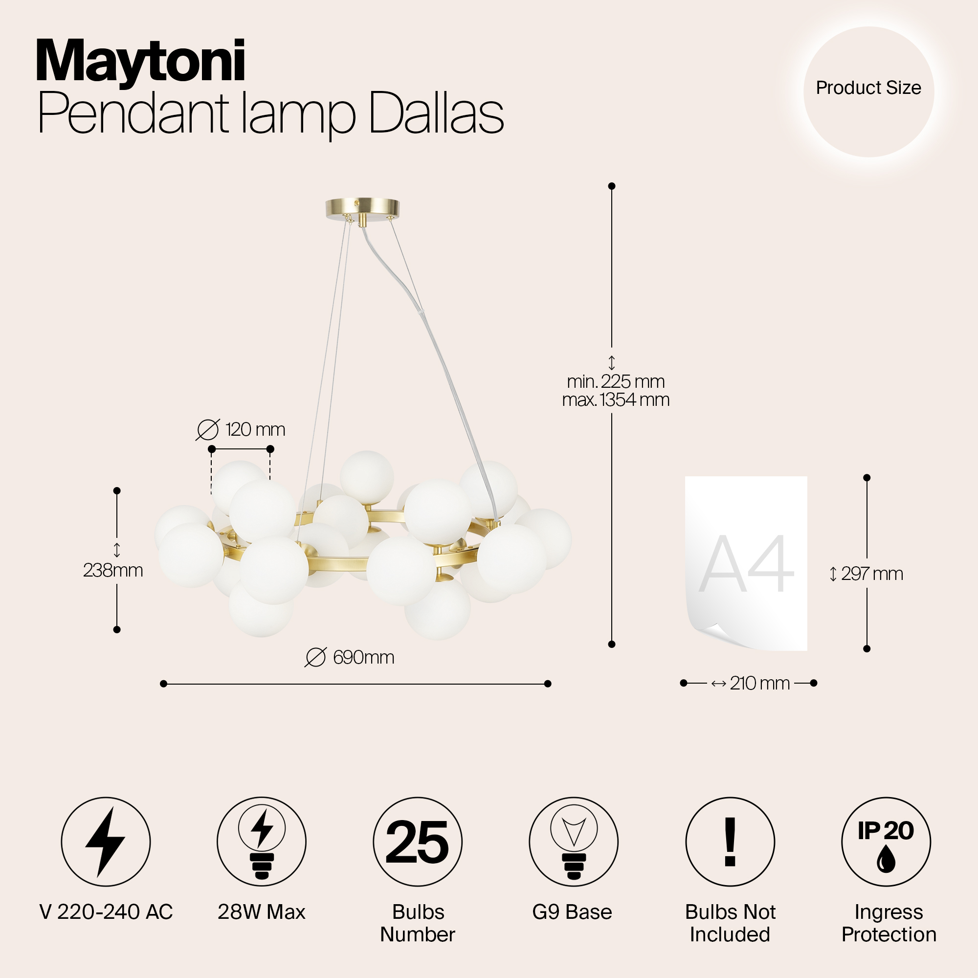 Дополнительная картинка Подвесной светильник Maytoni MOD545PL-25BS