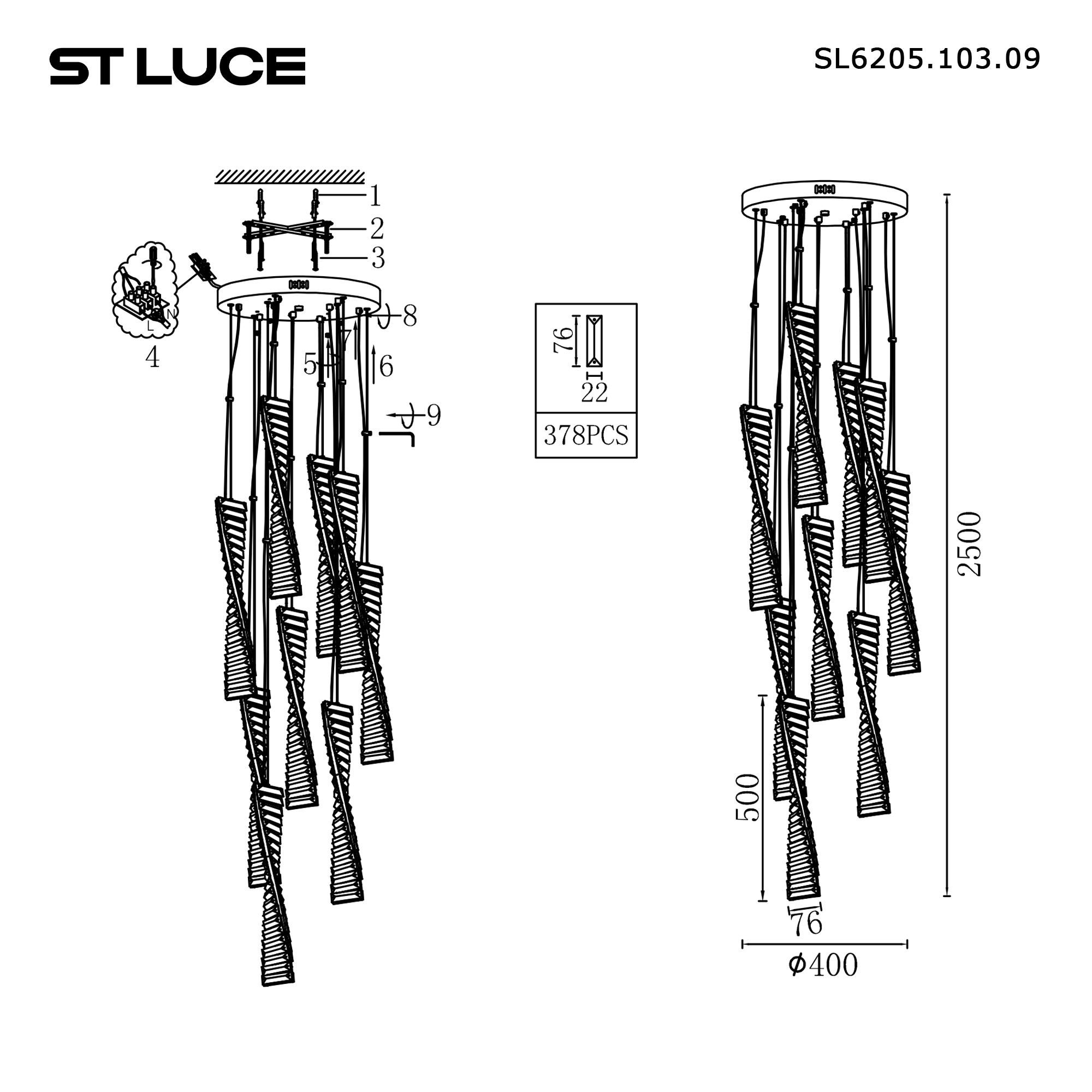 Картинка SL6205.103.09 Светильник подвесной ST-Luce 