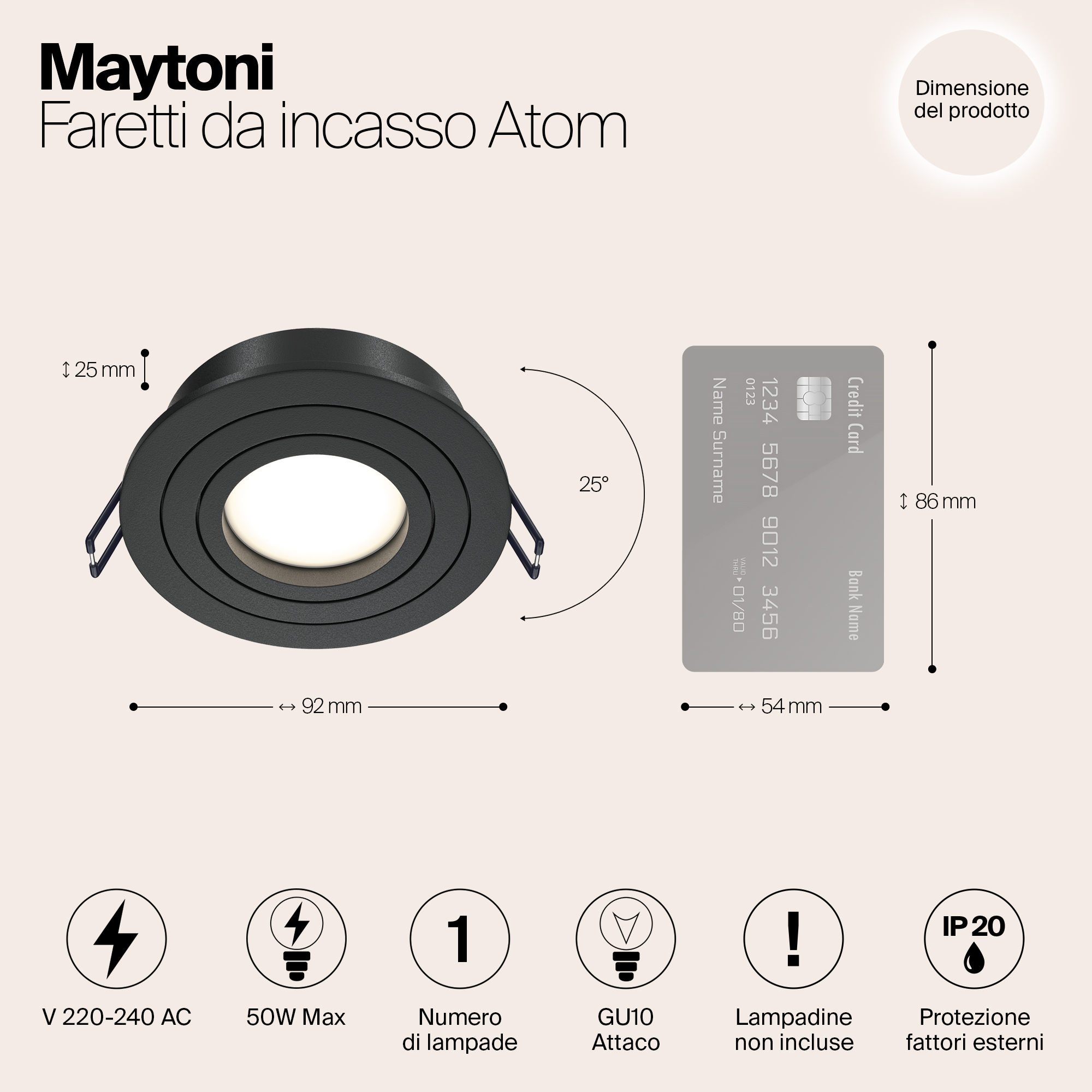Картинка Встраиваемый светильник Maytoni Atom DL023-2-01B