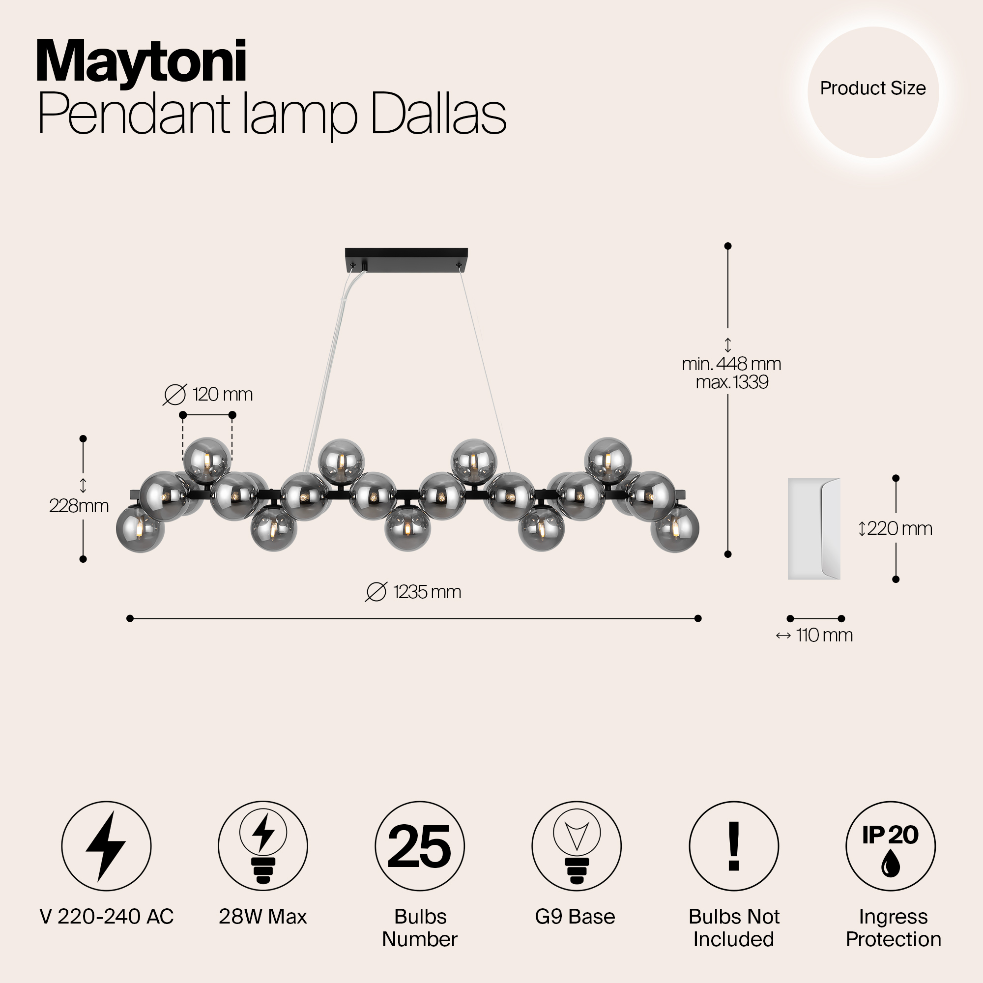 Картинка Подвесная люстра Maytoni MOD547PL-25B