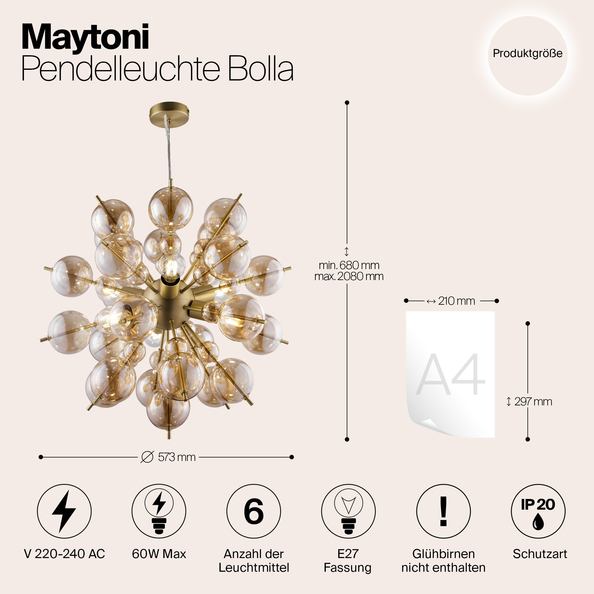 Дополнительная картинка Подвесной светильник Maytoni MOD133PL-06BS