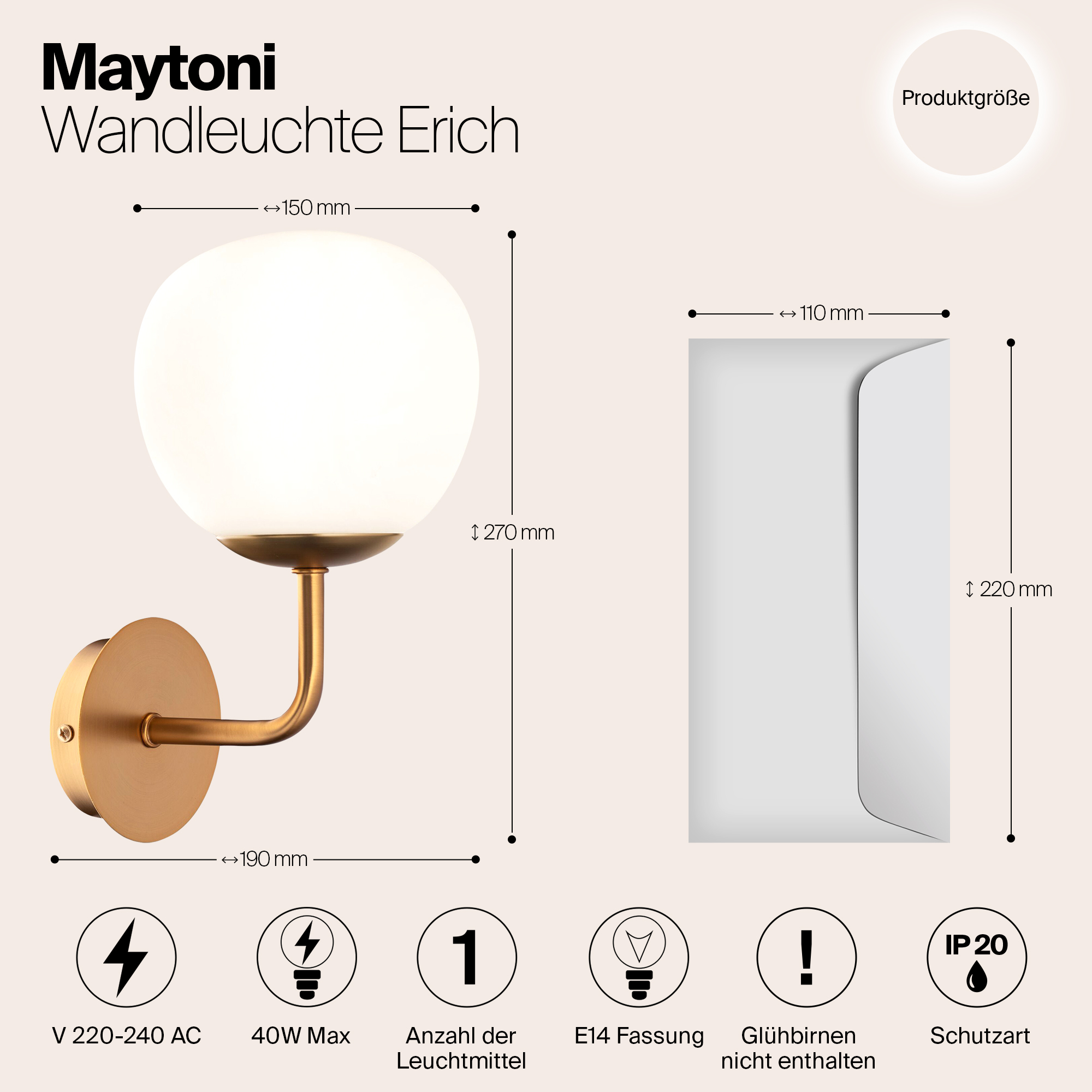 Дополнительная картинка Бра Maytoni Erich MOD221-WL-01-G