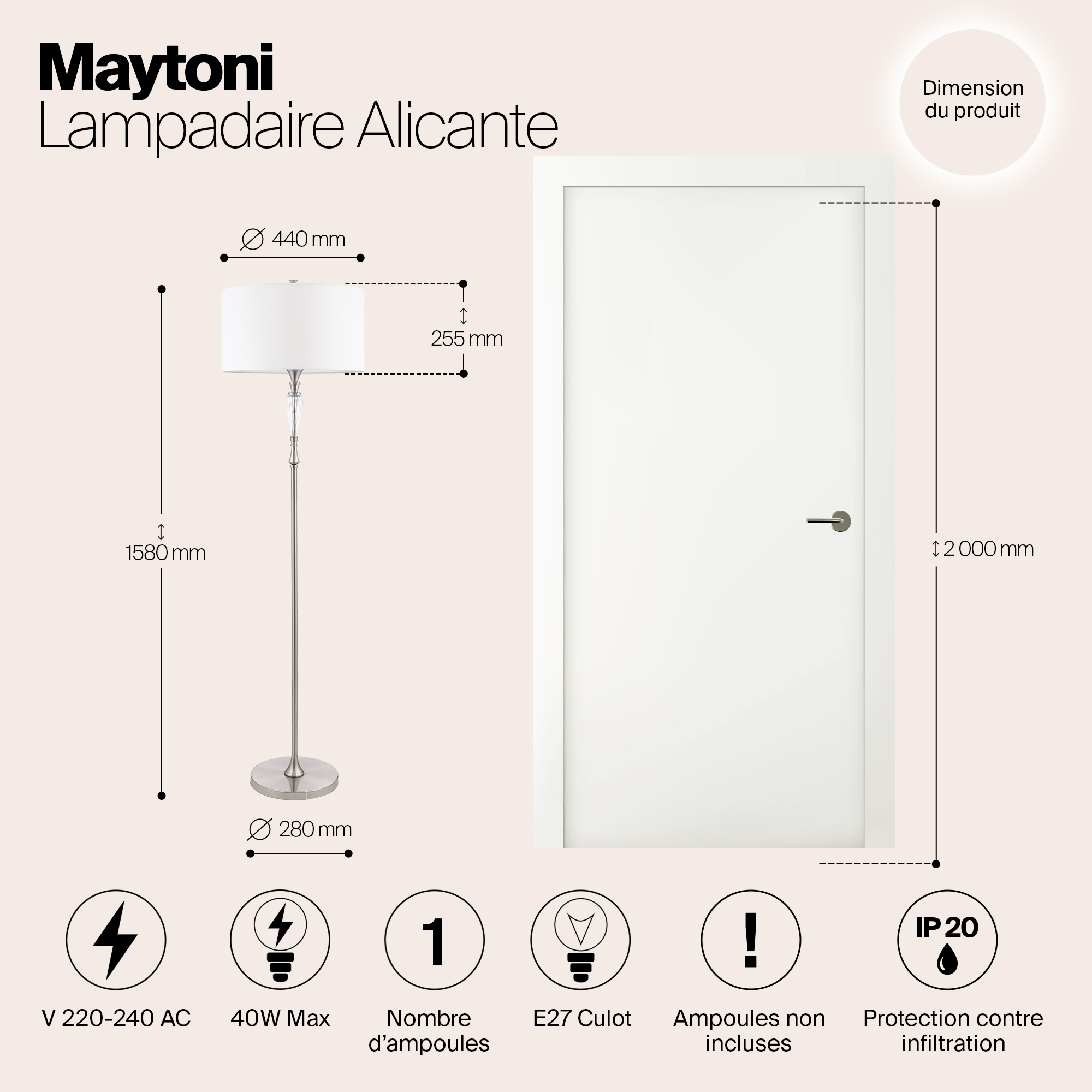 Картинка Торшер Maytoni Alicante MOD014FL-01N