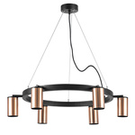 lr016306 подвесной светильник rullo 6х50w gu10 черный/медь (571016+214430-6), доставка по Казахстану 