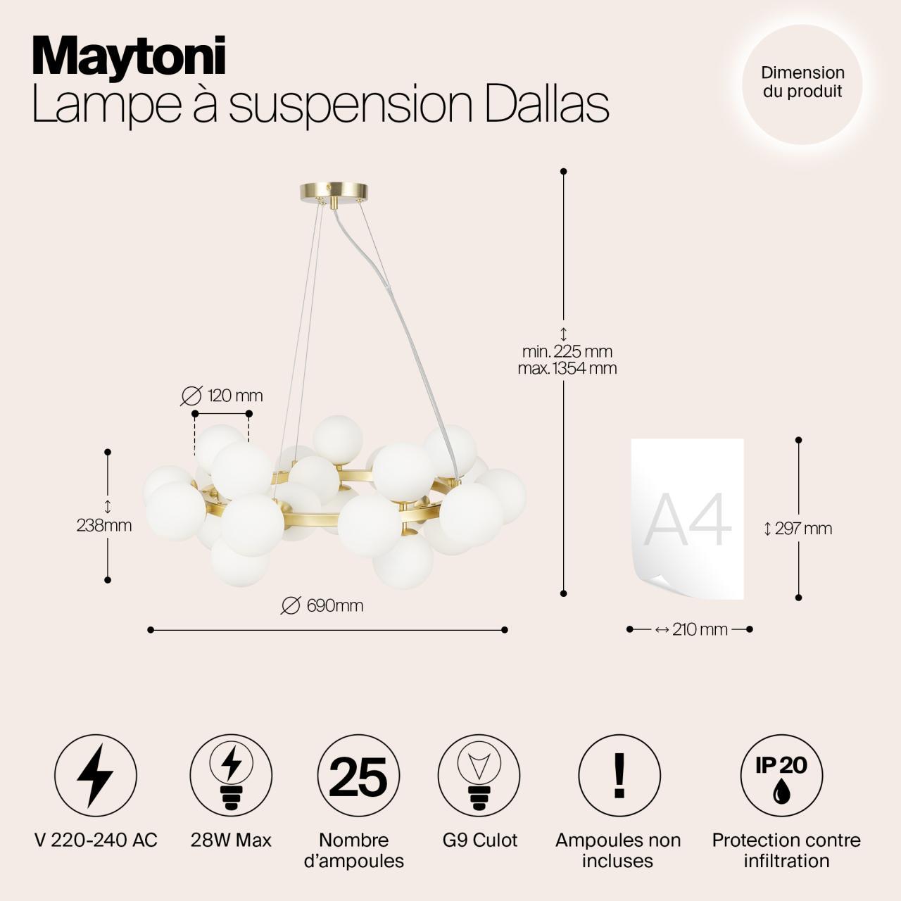 Дополнительная картинка Подвесной светильник Maytoni MOD545PL-25BS