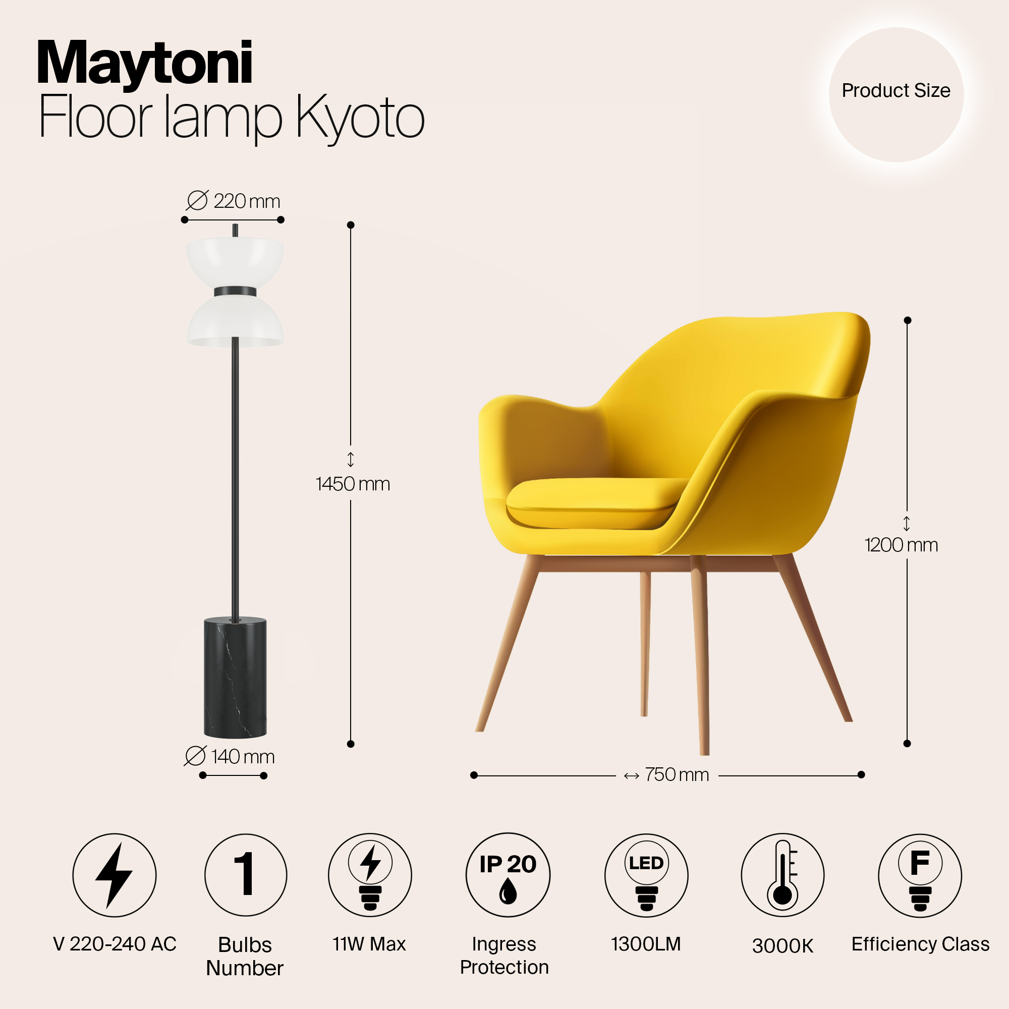 Дополнительная картинка Напольный светильник (торшер) Maytoni MOD178FL-L11B3K