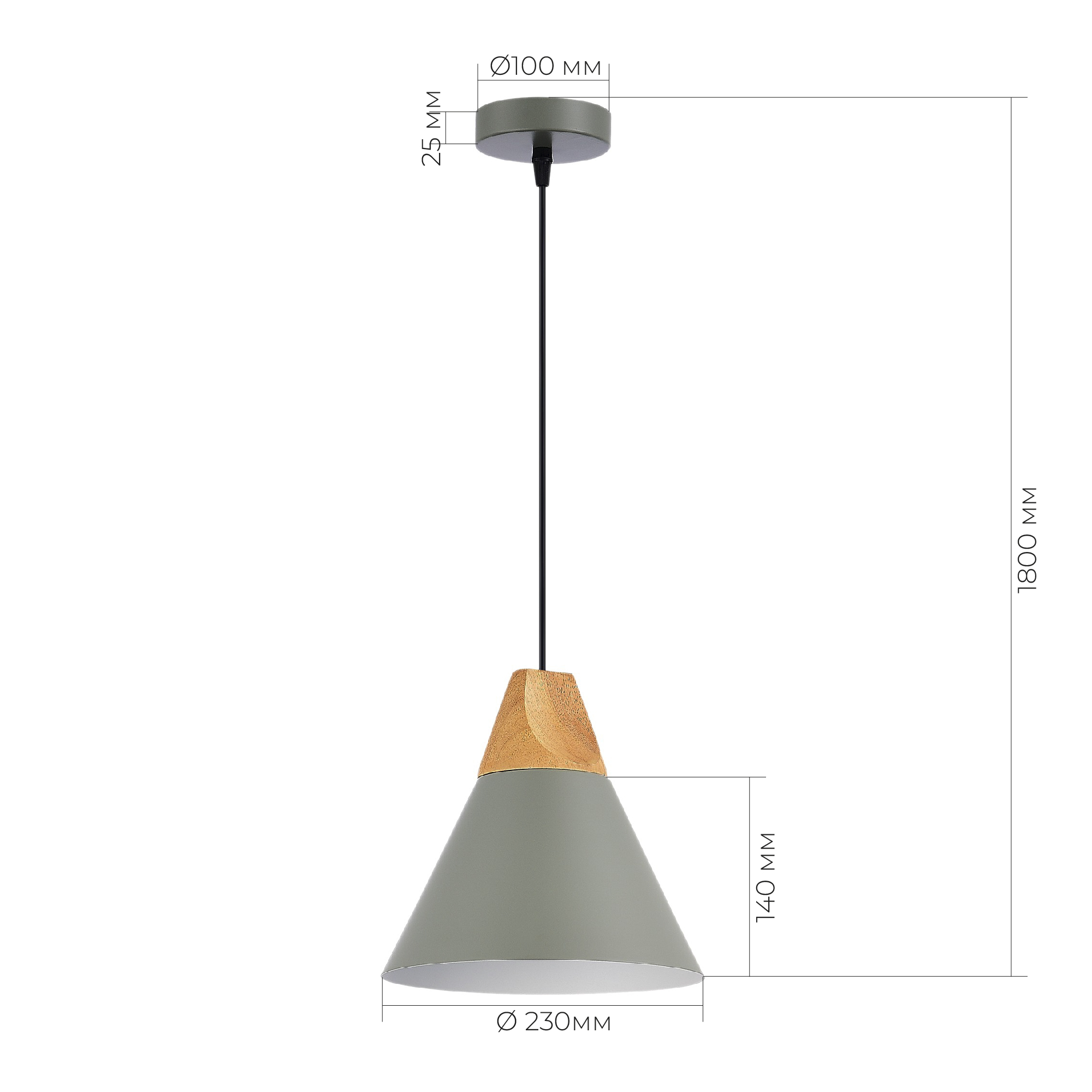 Картинка  Подвес Серый/Серый, Светлое дерево E14 1*40W