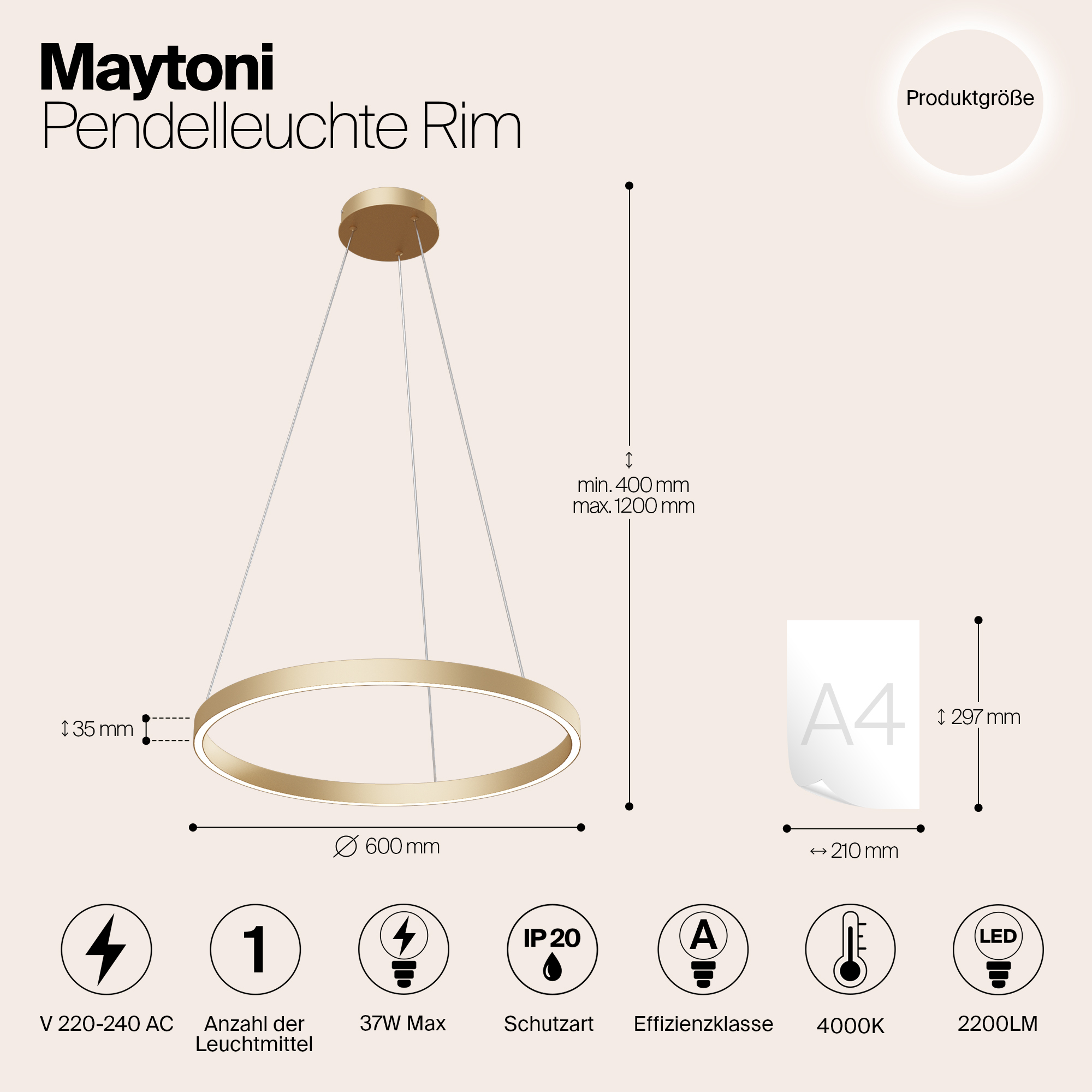 Дополнительная картинка Подвесной светодиодный светильник Maytoni Rim MOD058PL-L32BS4K