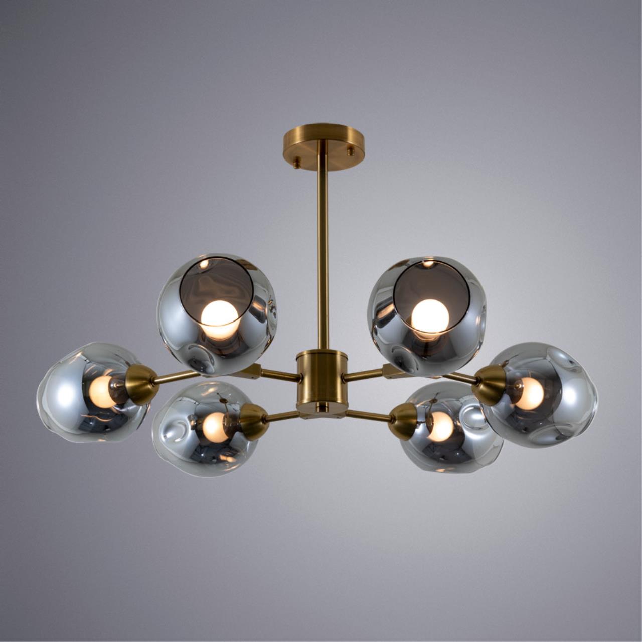 Картинка Потолочная люстра Arte Lamp Yuka Smoky A7759PL-6PB