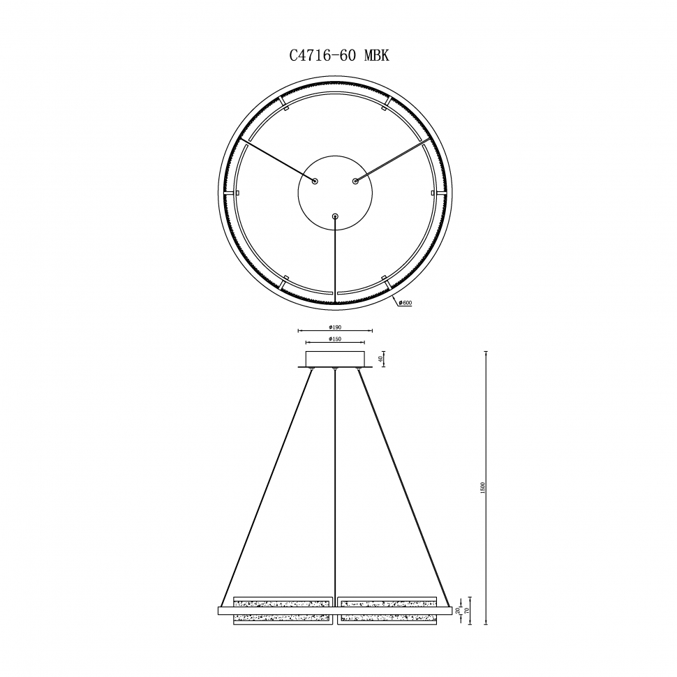 Картинка Светильник подвесной iLedex Meridian iLedex C4716-60 MBK