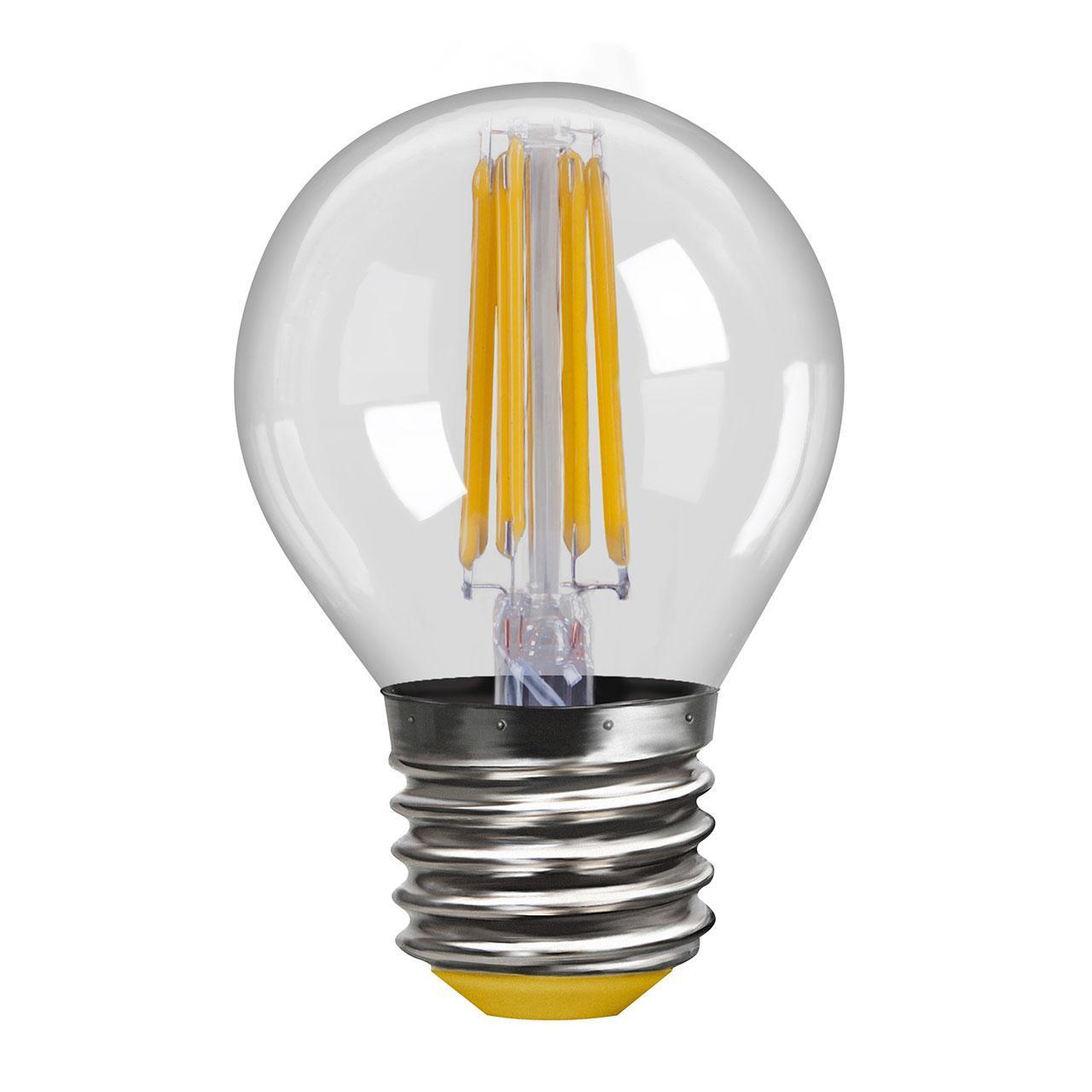 Картинка Лампа светодиодная филаментная Voltega E27 4W 2800К шар прозрачный VG10-G1E27warm4W-F 7010