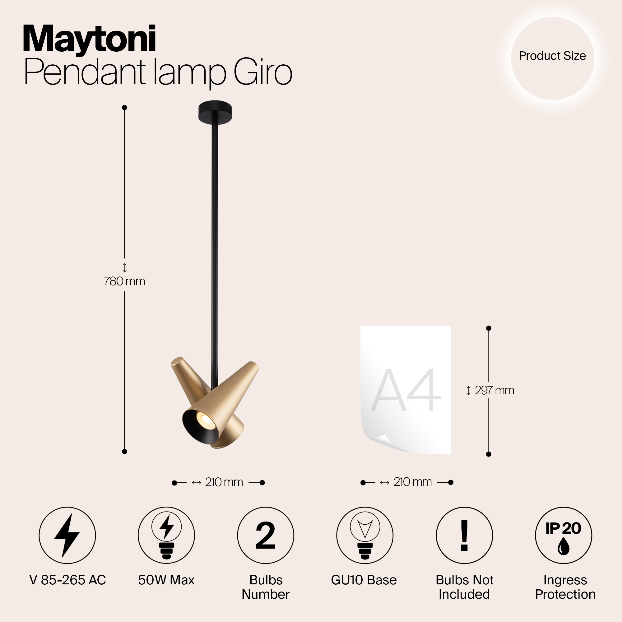 Дополнительная картинка Подвесной светильник Maytoni MOD095PL-02BS
