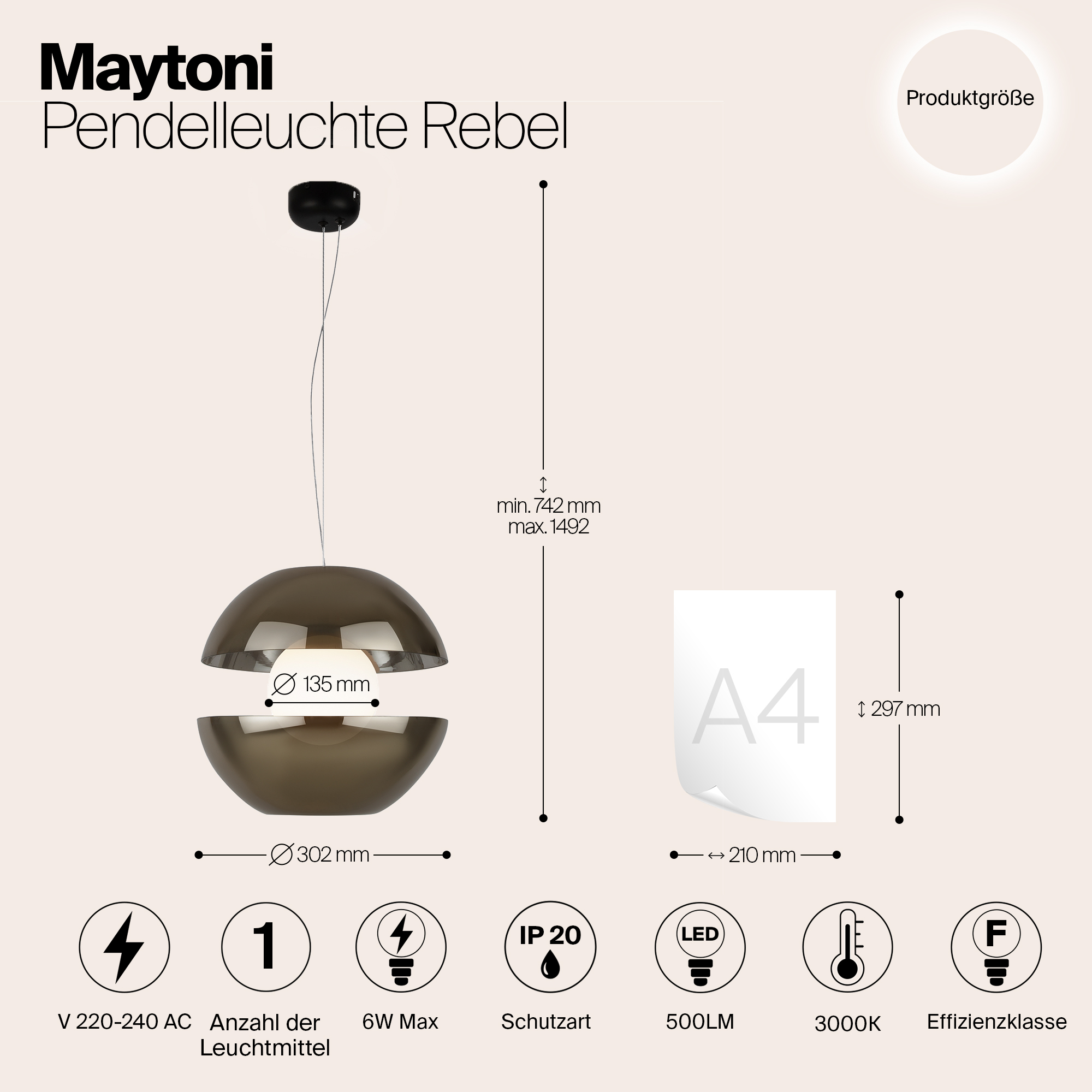Картинка Подвесной светильник Maytoni MOD322PL-L6G3K