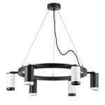 lr01637336376 подвесной светильник rullo 6х50w gu10 черный/белый (571016+214437-3+214436-3+203437-3+203436-3), доставка по Казахстану 