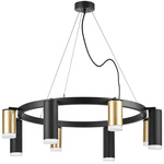 lr0184048740 подвесной светильник rullo 8х50w gu10 черный/золото (571018+214440-4+214487-4+202430-8), доставка по Казахстану 