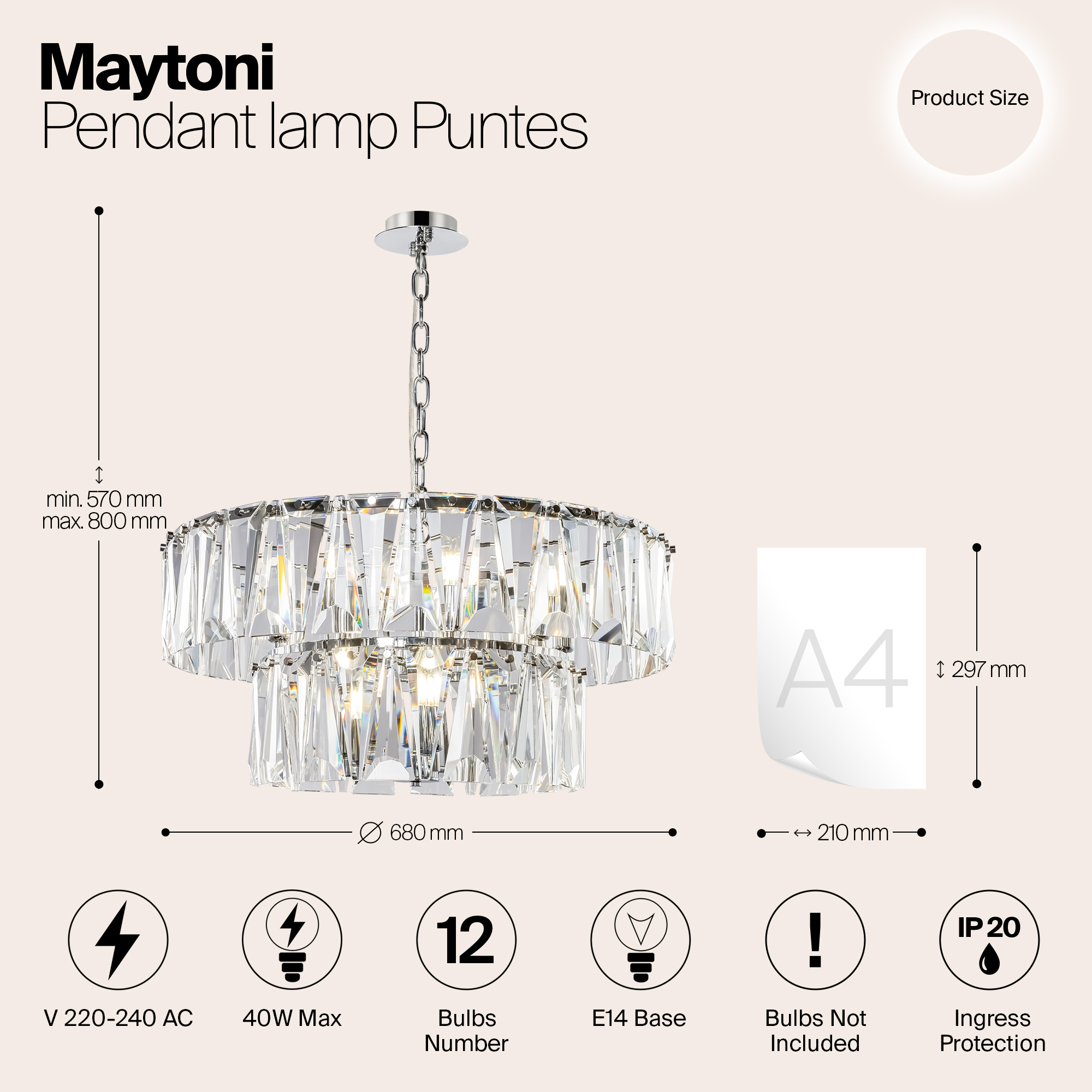 Дополнительная картинка Подвесная люстра Maytoni Puntes MOD043PL-12CH