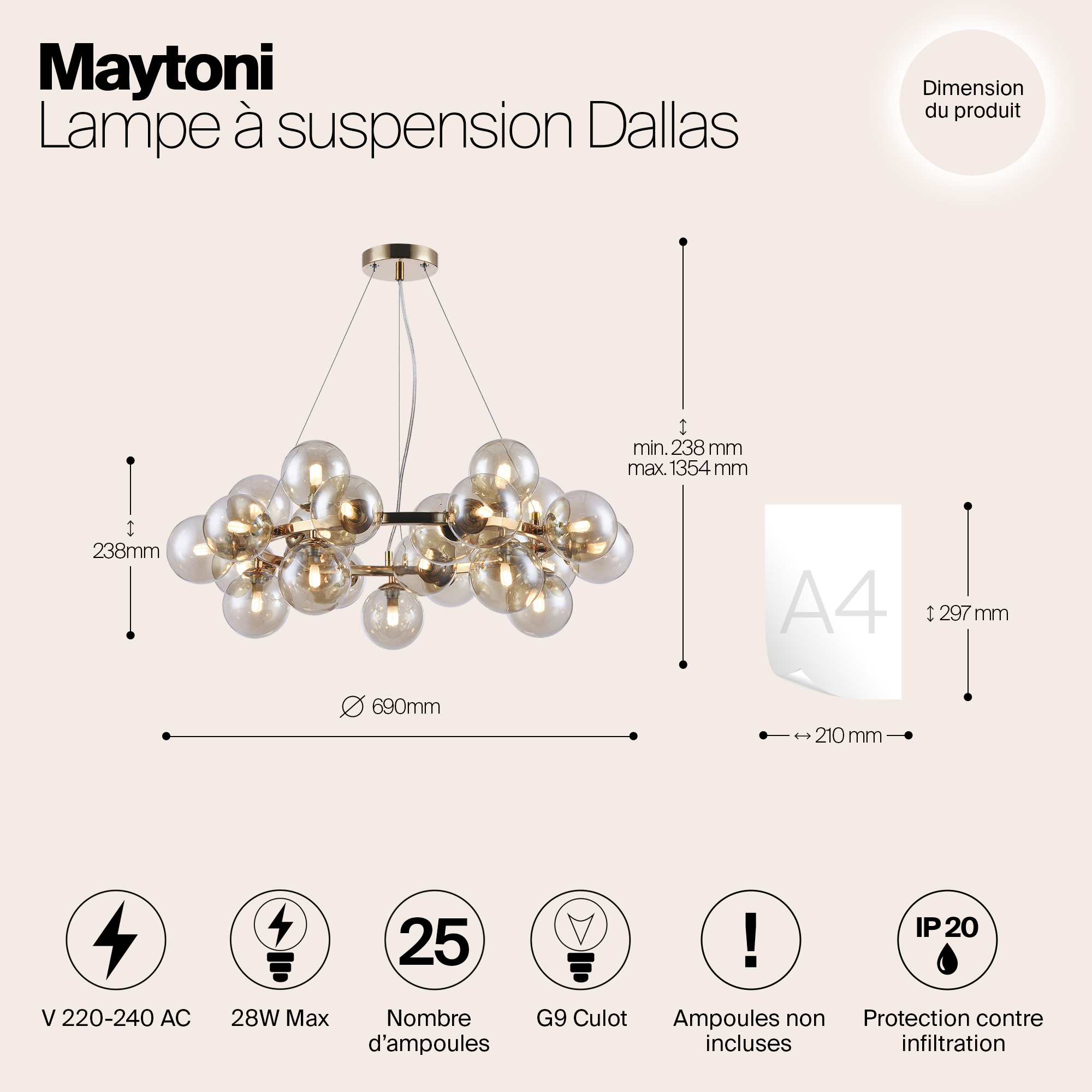Дополнительная картинка Подвесная люстра Maytoni Dallas MOD548PL-25G