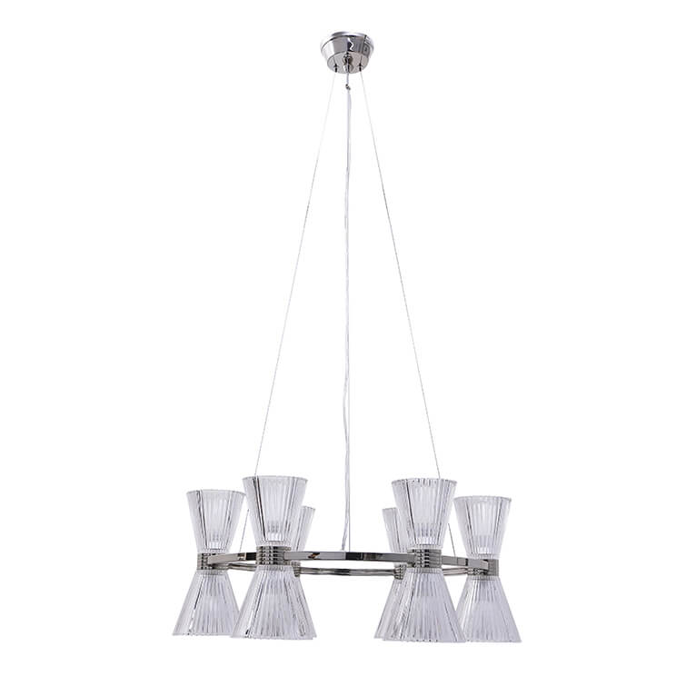 люстры newport 3610 3616/s nickel , подвесной светильник, nickel shade clear glass d65*h26.5 cm e14 12*60w, доставка по Казахстану 