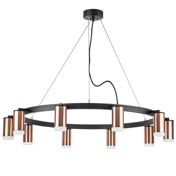 lr0203000 подвесной светильник rullo 10х50w gu10 черный/медь (571020+214430-10+202430-10), доставка по Казахстану 