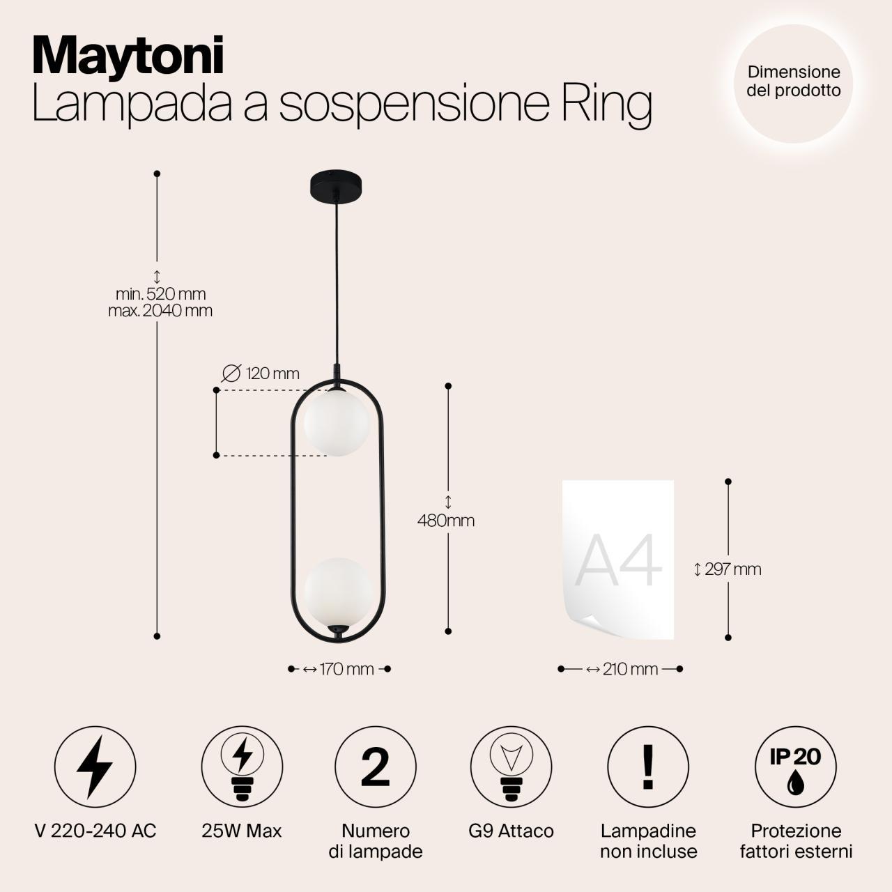 Дополнительная картинка Подвесной светильник Maytoni Ring MOD013PL-02B