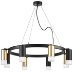 lr0184043741 подвесной светильник rullo 8х50w gu10 черный/золото (571018+214440-4+214437-4+202431-8), доставка по Казахстану 