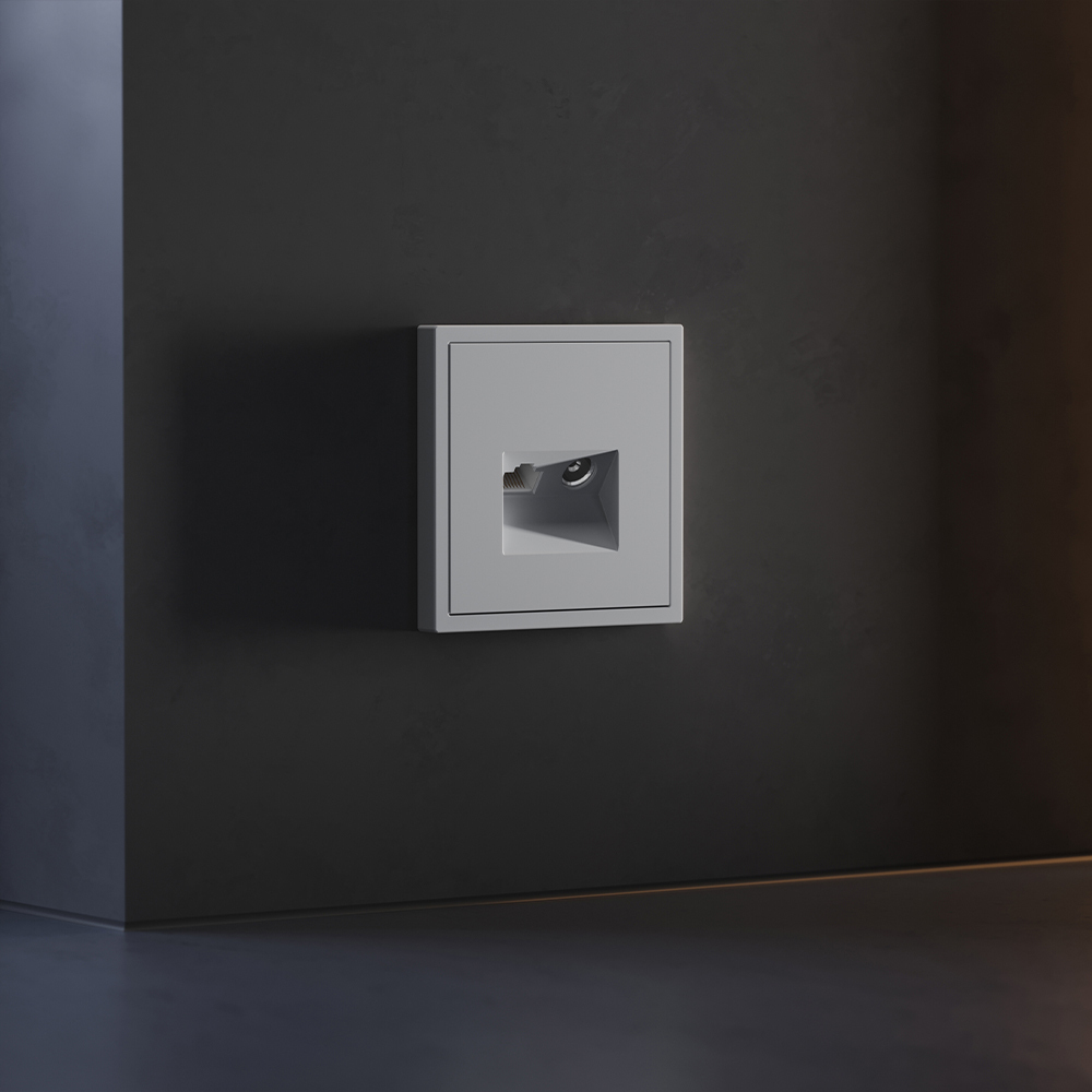 Накладка для розетки TV+RJ45 кат. 6, S70 (серый) — фото 3