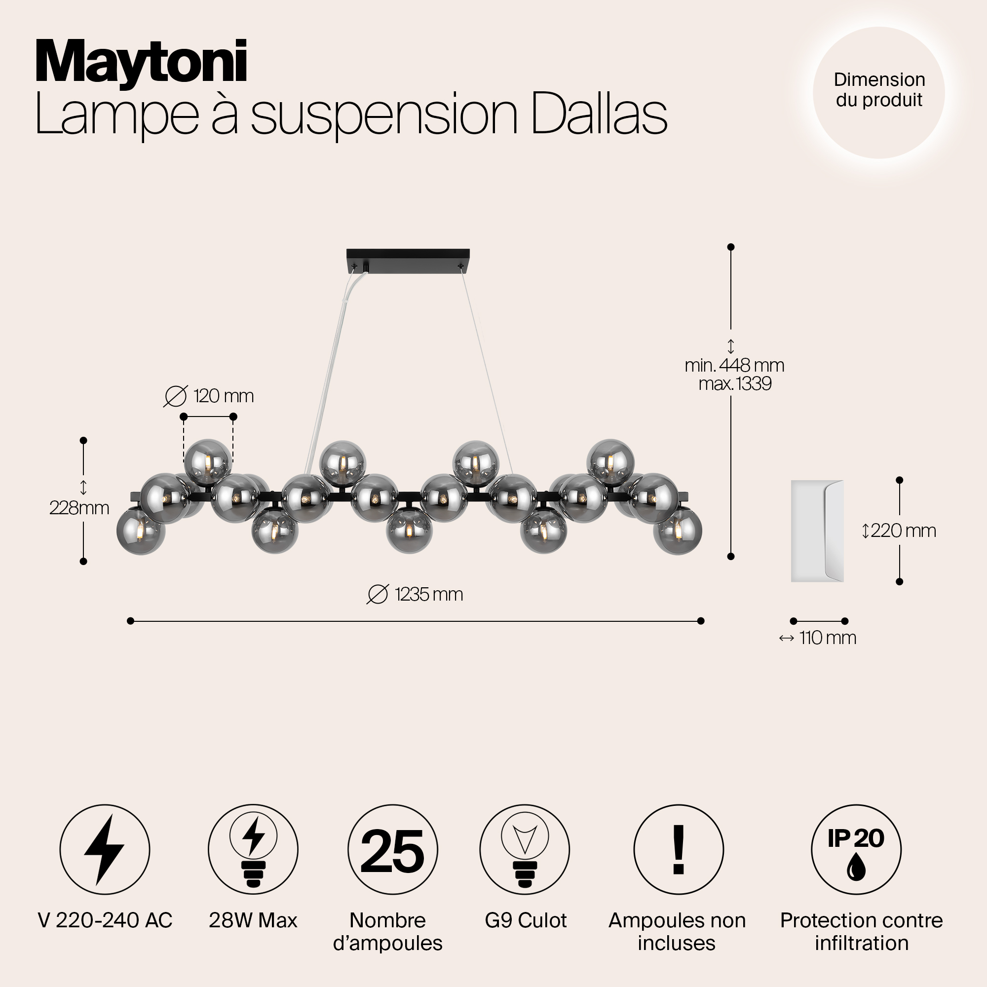 Дополнительная картинка Подвесная люстра Maytoni MOD547PL-25B