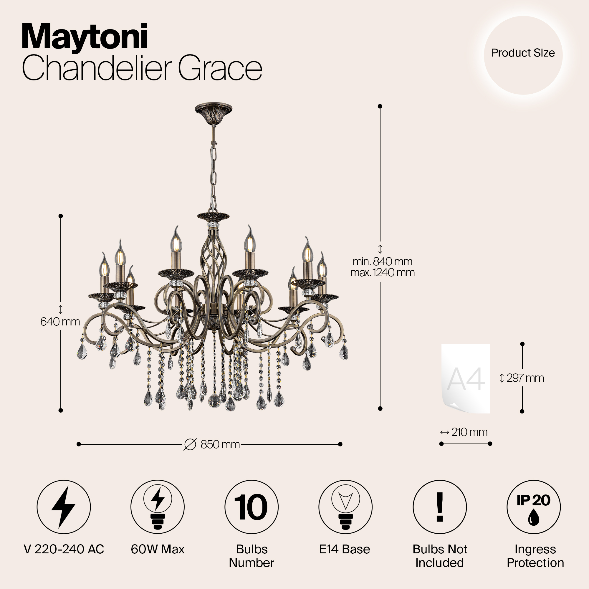Дополнительная картинка Подвесная люстра Maytoni Grace RC247-PL-10-R