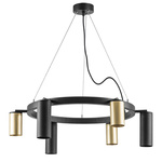 lr016403873 подвесной светильник rullo 6х50w gu10 черный/золото (571016+214440-3+214487-3), доставка по Казахстану 